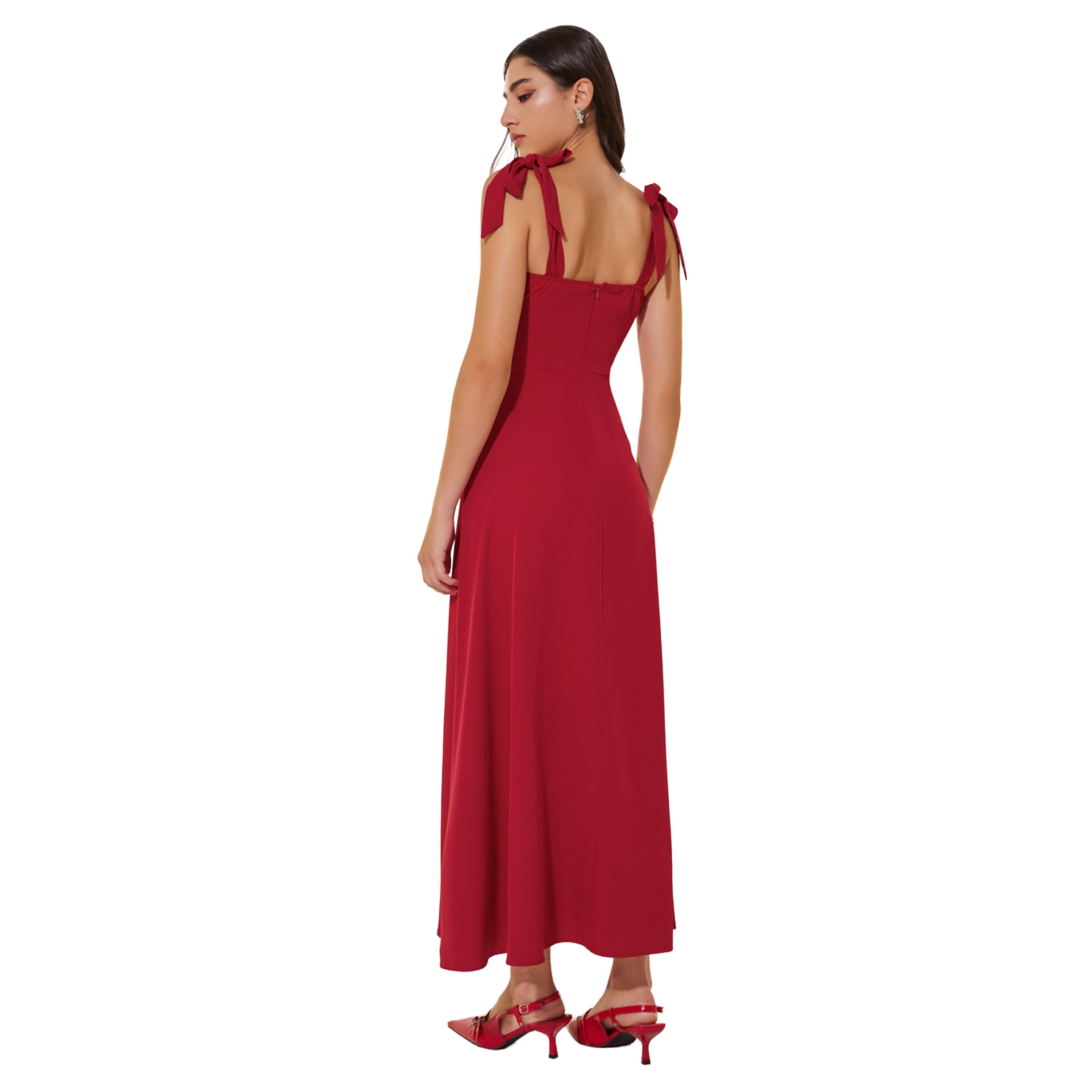 Styli Solid Tie Sleeves A-Line Maxi Dress-women-clothing-dresses-image-5