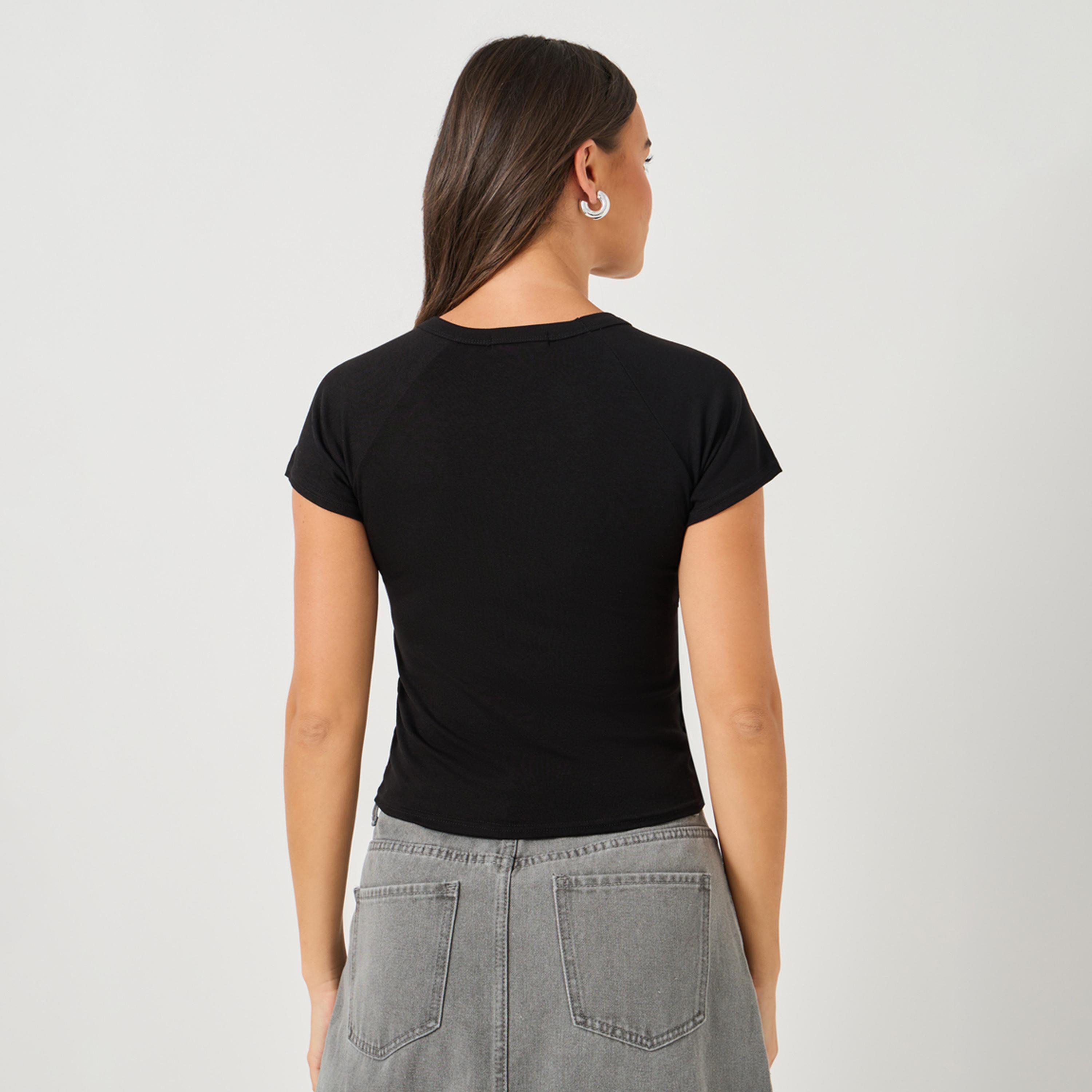 ستايلي - تي شيرت سادة ملائم للجيم بأكمام قصيرة-women-clothing-tshirts-image-5