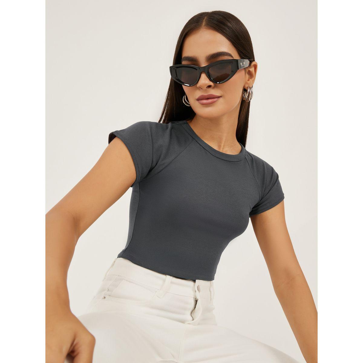 Styli Plain Short Sleeve Fitted T-Shirt-women-clothing-tshirts-image-1