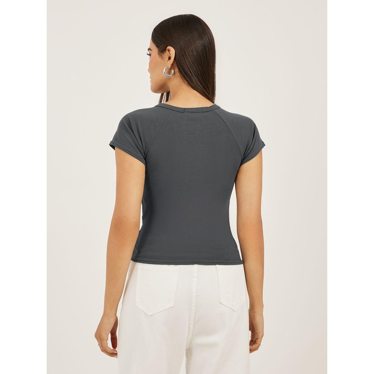 تيشيرت مُجسم سادة بأكمام قصيرة-women-clothing-tshirts-image-5