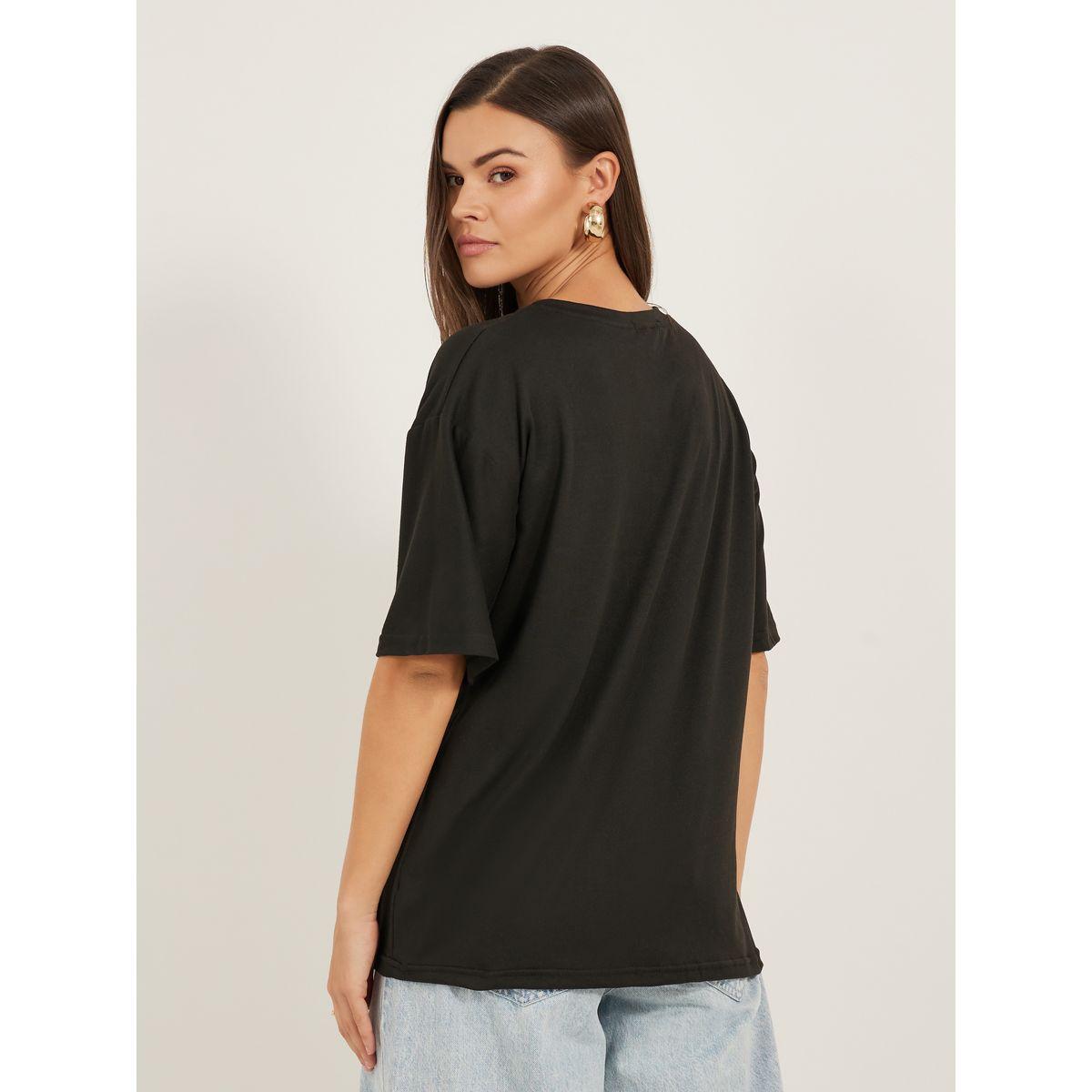 تيشيرت فضفاض بطبعة جرافيك وأكمام قصيرة-women-clothing-tshirts-image-5