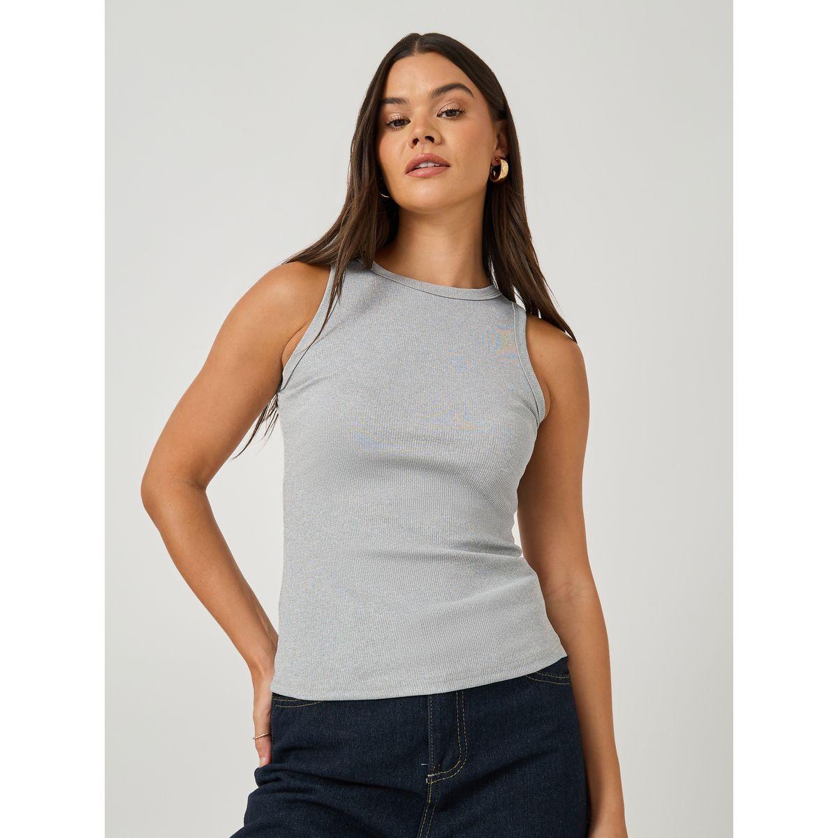 Styli Plain Round Neck Fitted Tank-women-clothing-tshirts-image-4