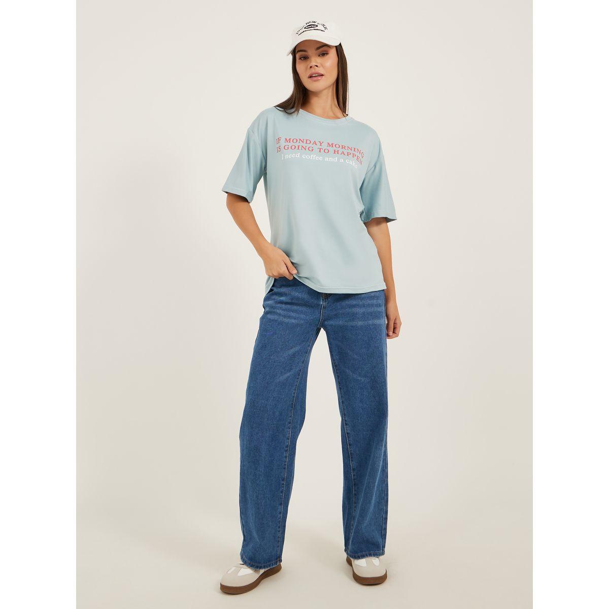Styli Slogan Print Short Sleeve Oversized T-Shirt-women-clothing-tshirts-image-2