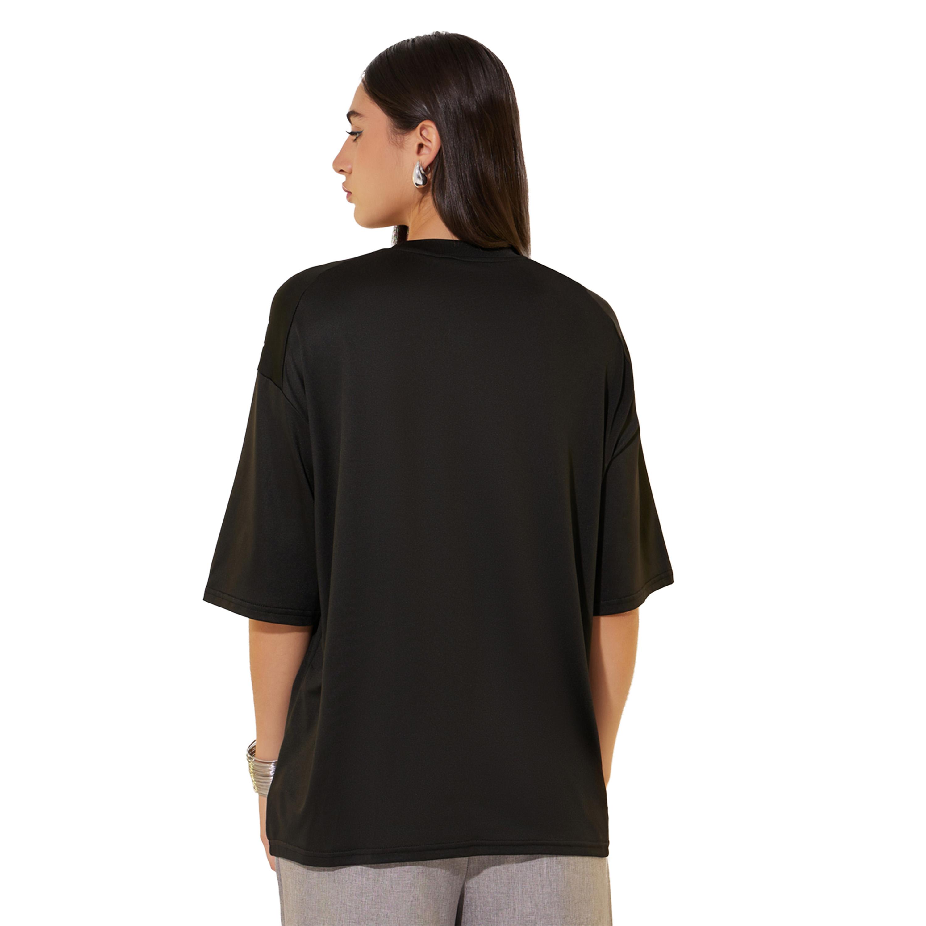 Styli Women Black Studded Detail Short Sleeve Oversized T-Shirt-women-clothing-tshirts-image-5