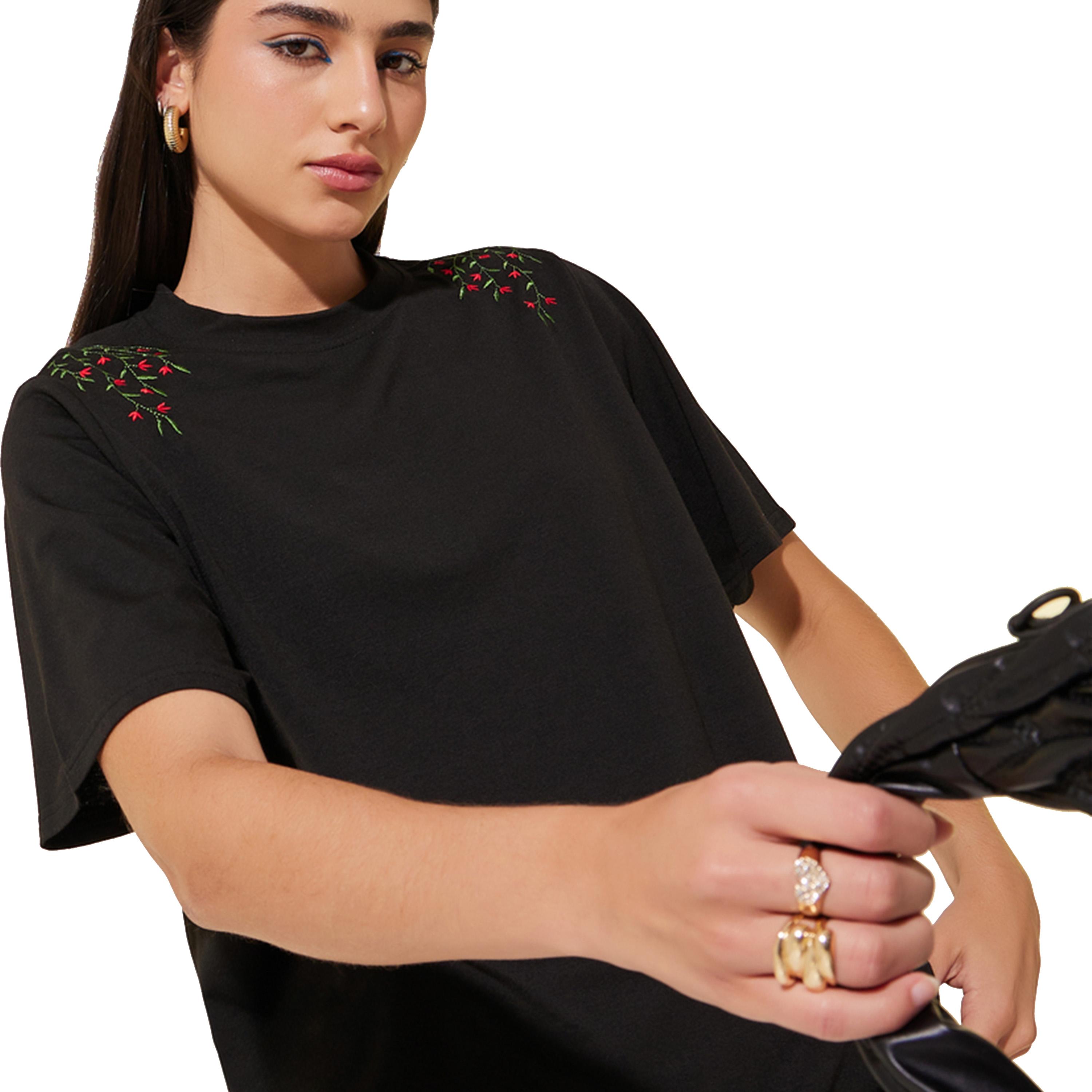Styli Embroidered Round Neck Regular Fit T-Shirt-women-clothing-tshirts-image-1