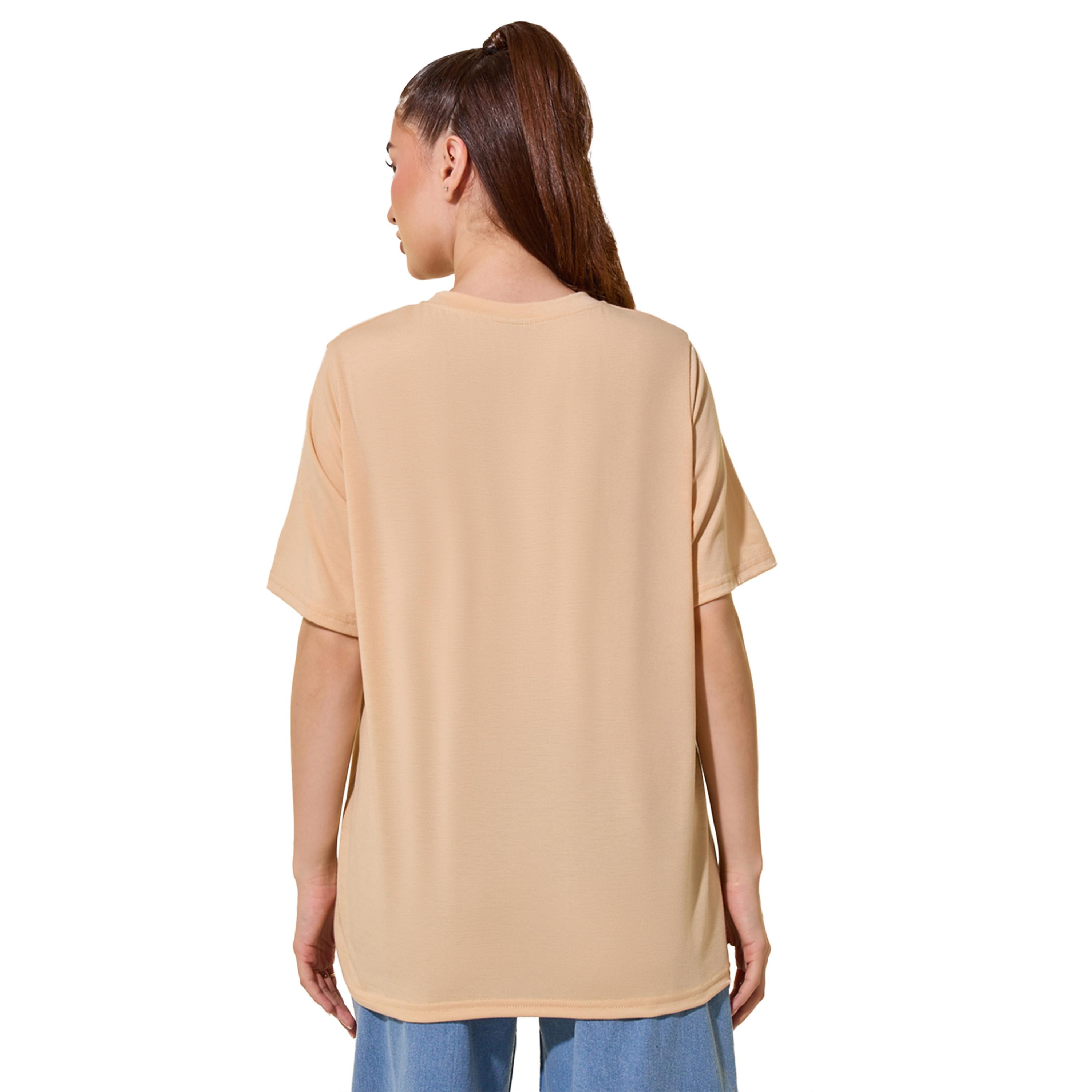 ستايلي - تي شيرت بيج مطرز بأكمام قصيرة وقصة عادية-women-clothing-tshirts-image-5