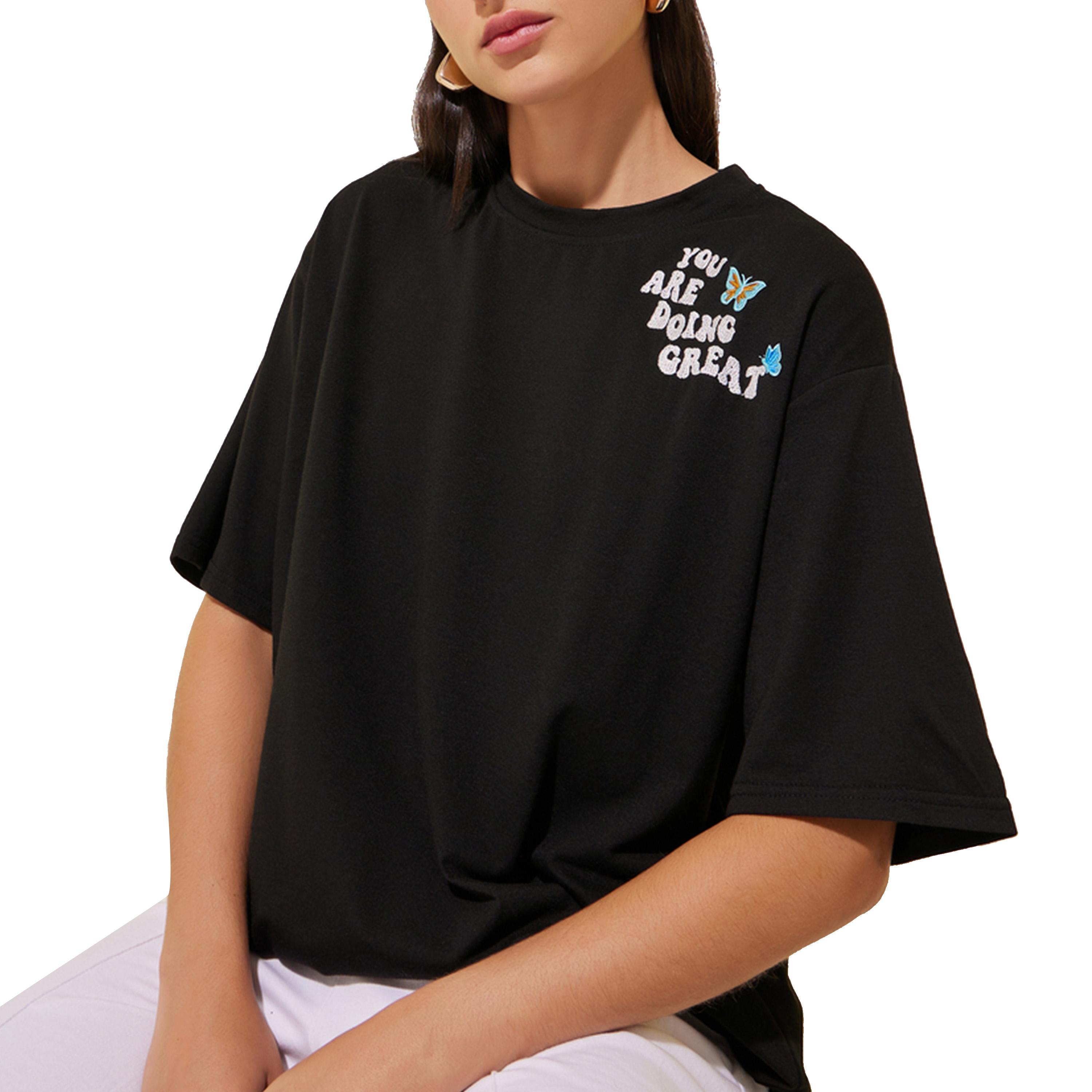 Styli Embroidered Detail Round Neck Oversized T-Shirt-women-clothing-tshirts-image-1