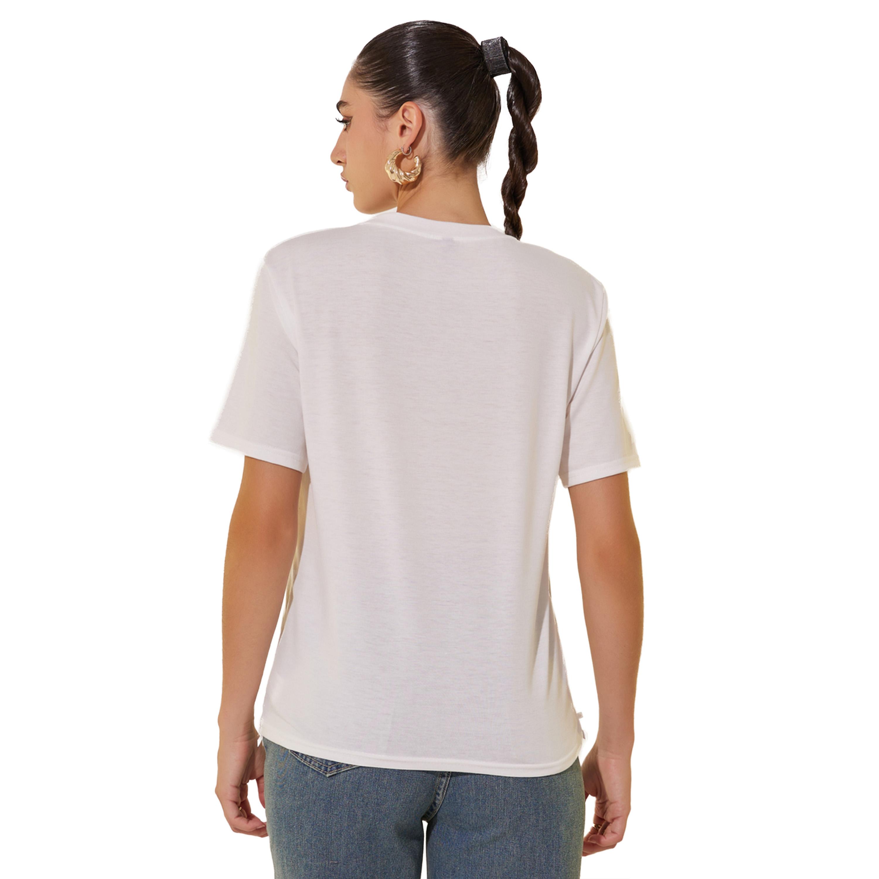 ستايلي -  تي شيرت بياقة دائرية وتطريز زهري-women-clothing-tshirts-image-4