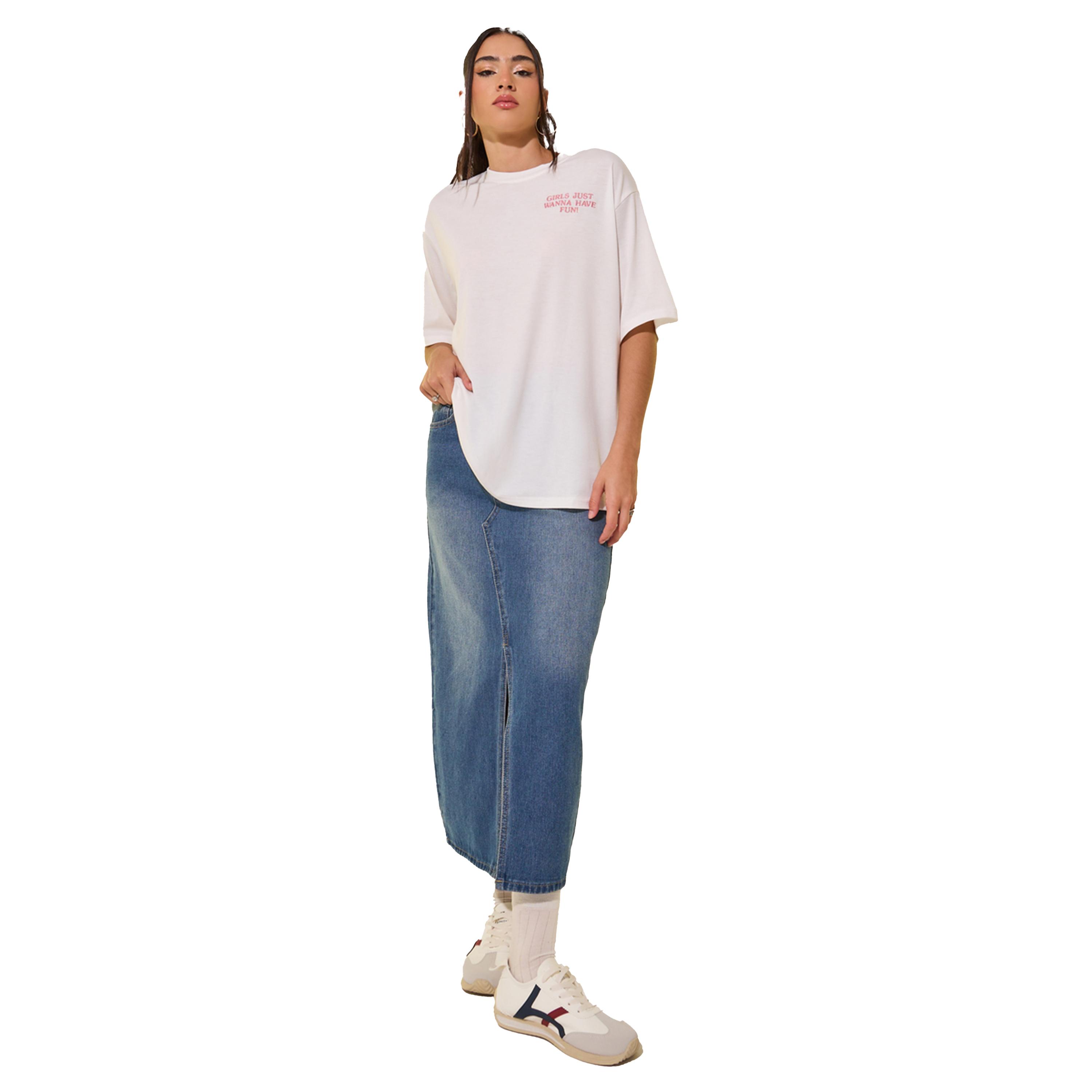 Styli Women White Oversized Embroidered Slogan T-Shirt-women-clothing-tshirts-image-2