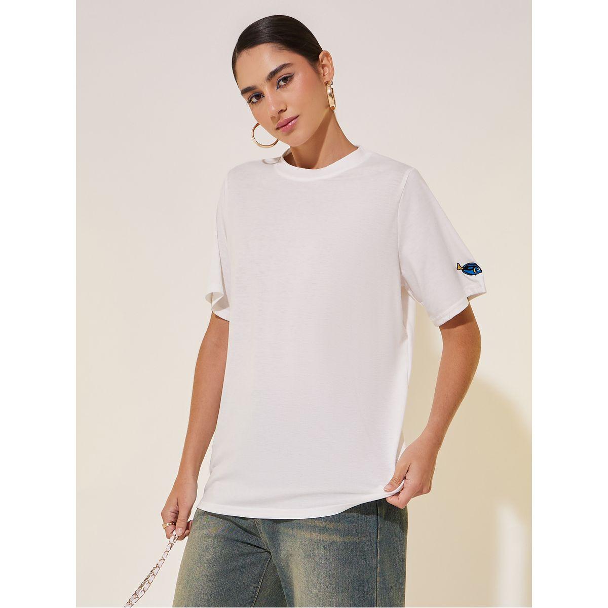Styli Round Neck Sleeve Embroidered Detail T-shirt-women-clothing-tshirts-image-1