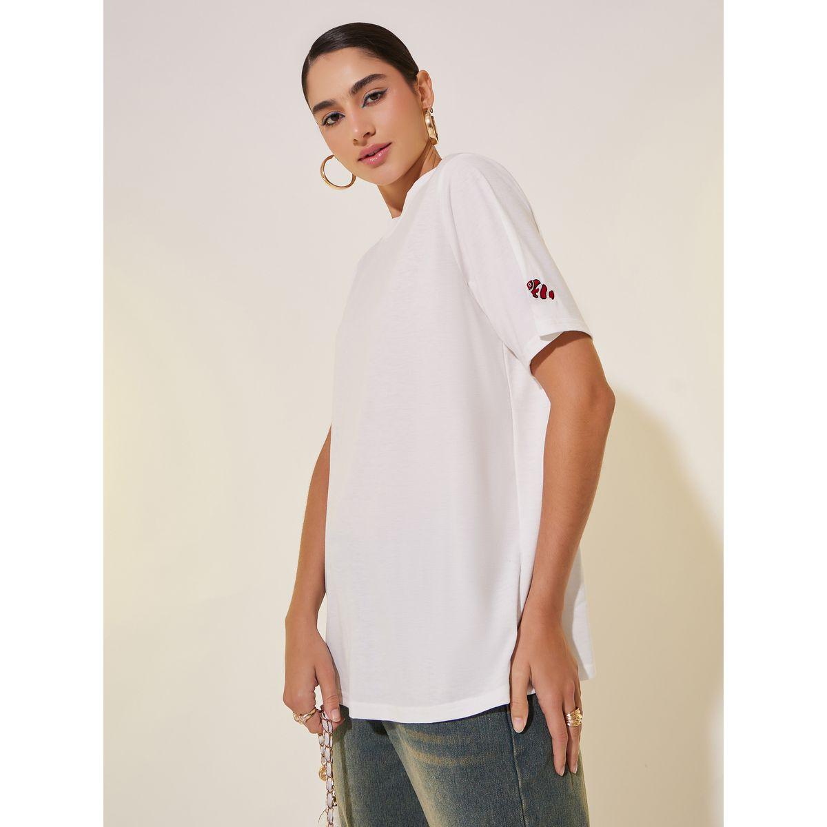 Styli Round Neck Sleeve Embroidered Detail T-shirt-women-clothing-tshirts-image-3