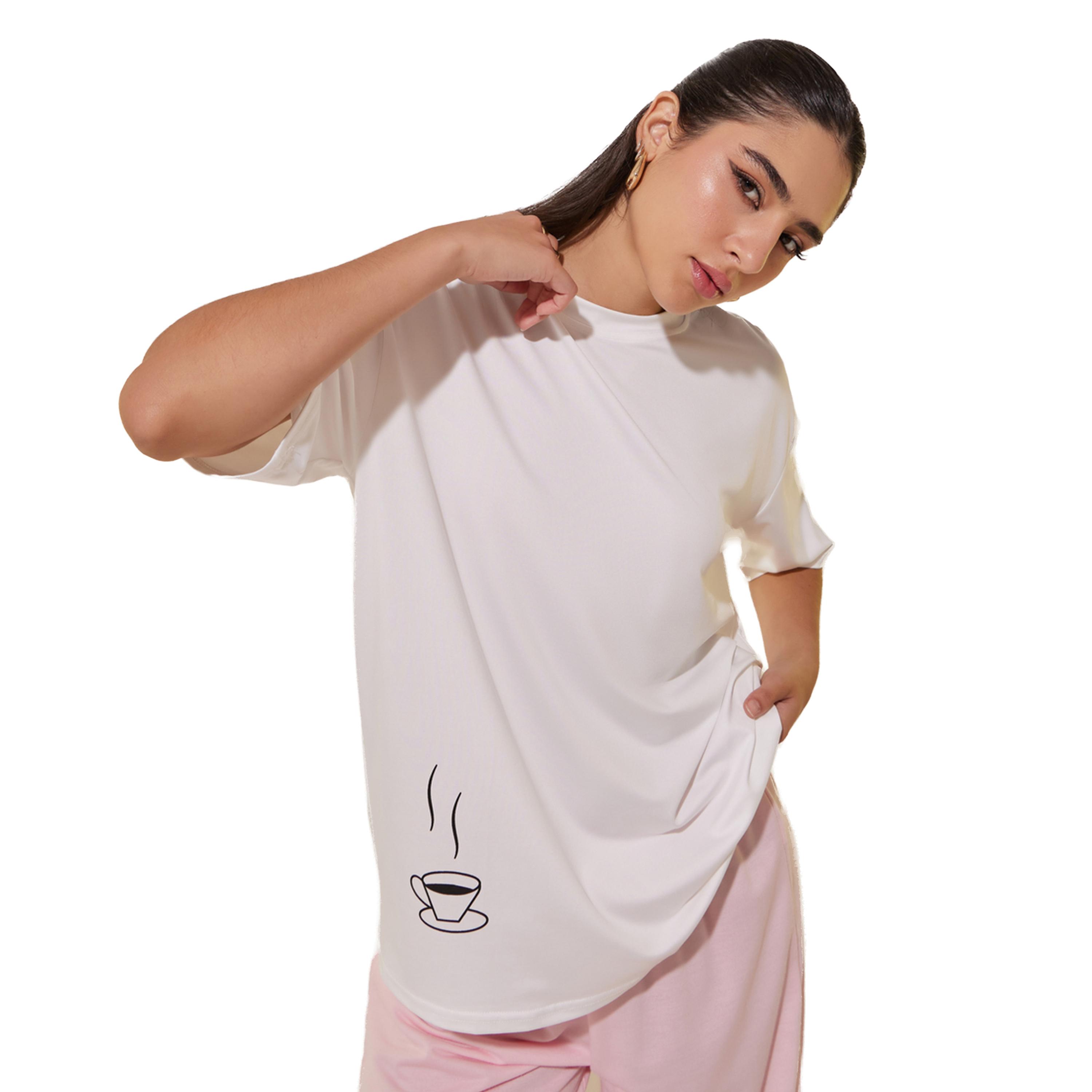 ستايلي -   تي شيرت سادة برقبة دائرية وأكمام قصيرة-women-clothing-tshirts-image-1