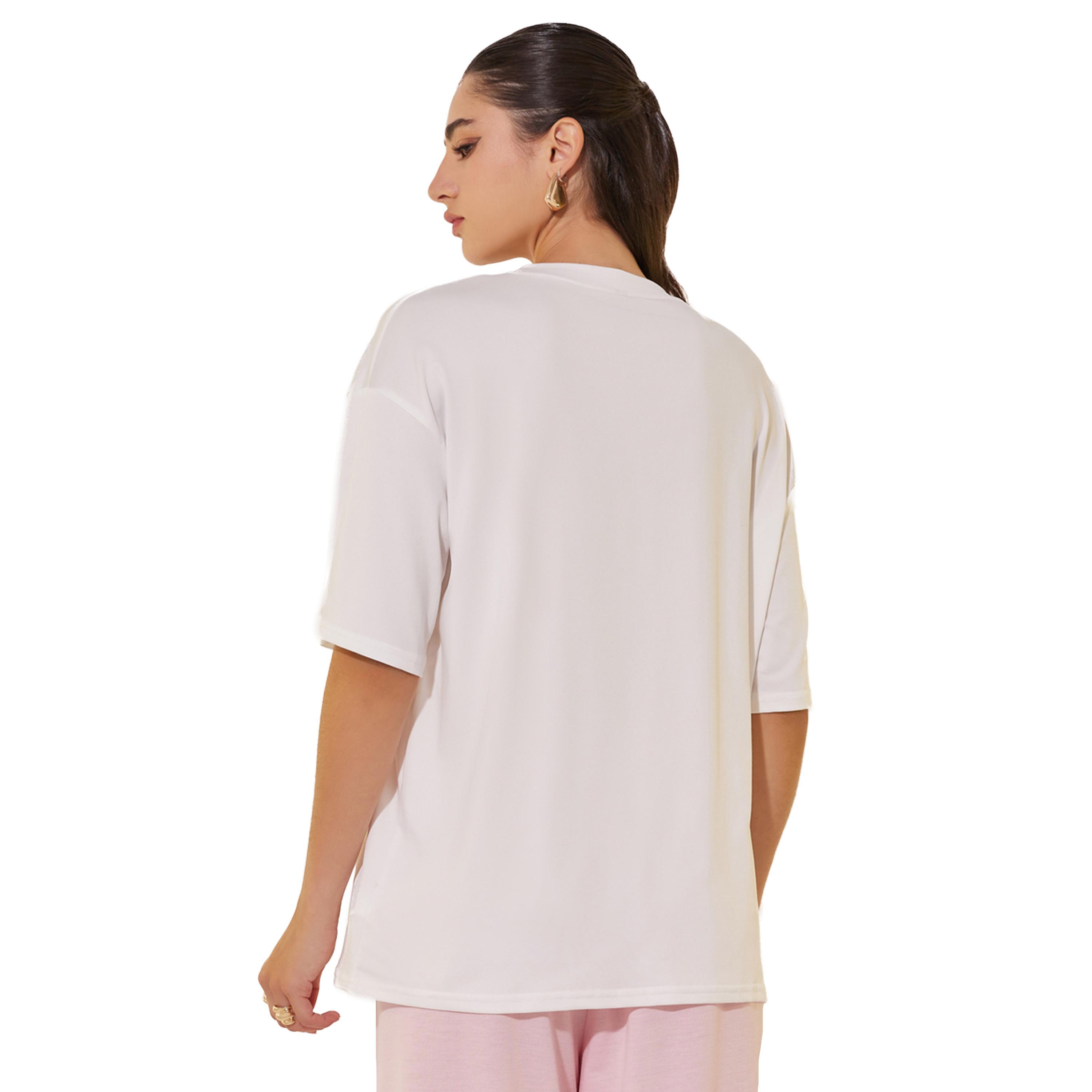 ستايلي -   تي شيرت سادة برقبة دائرية وأكمام قصيرة-women-clothing-tshirts-image-4
