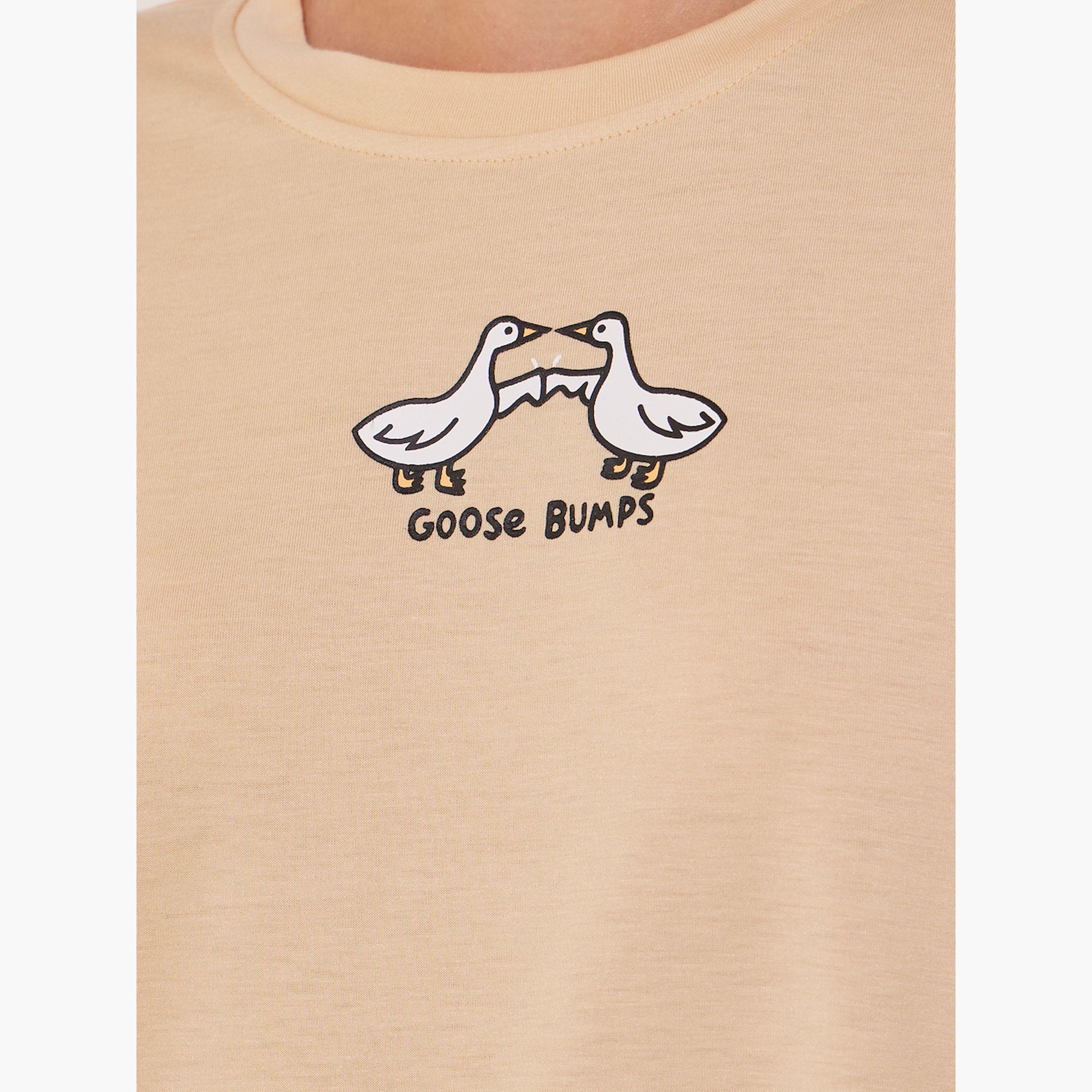 ستايلي -  تي شيرت برسومات جرافيكية وأكمام قصيرة ورقبة دائرية-women-clothing-tshirts-image-4