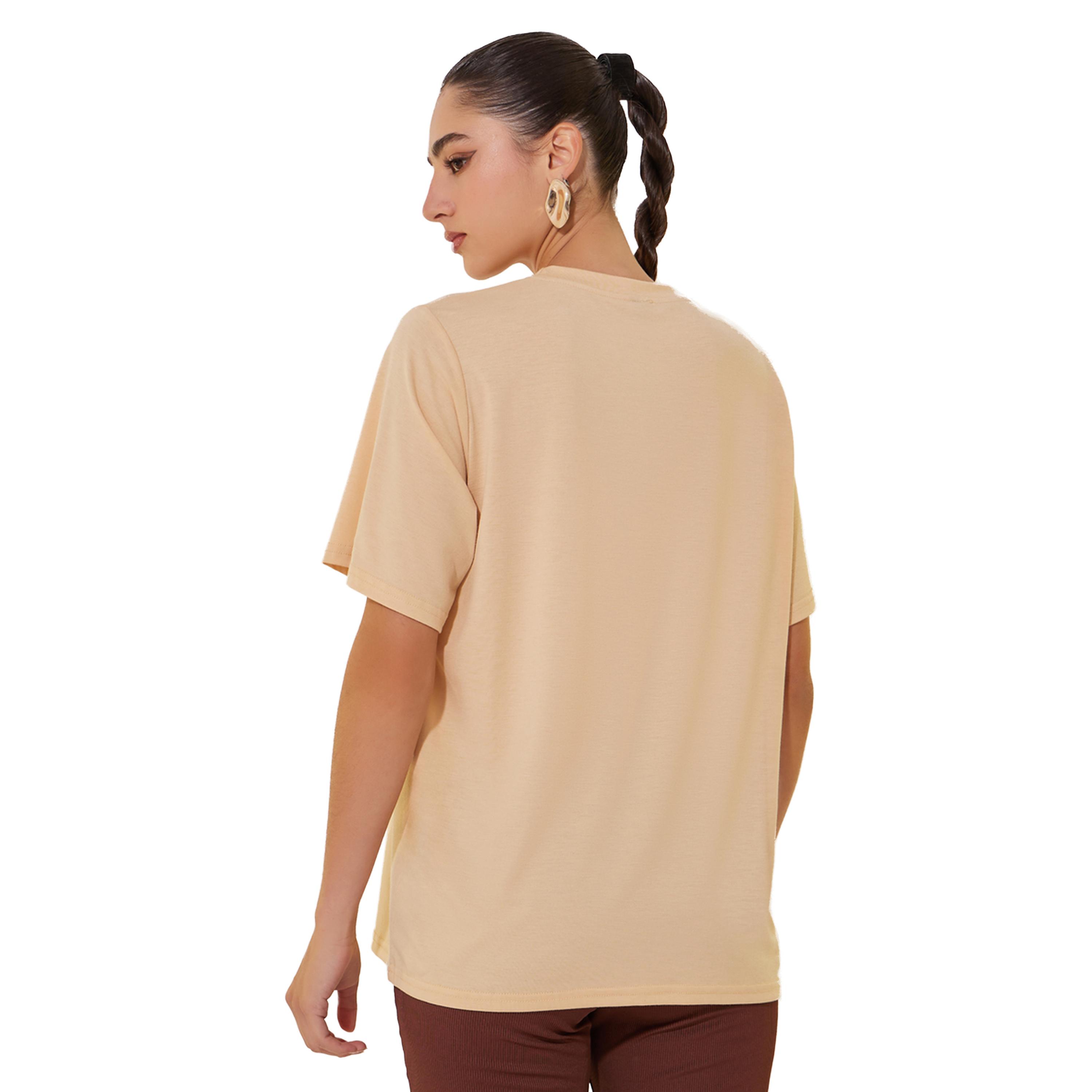 ستايلي -  تي شيرت برسومات جرافيكية وأكمام قصيرة ورقبة دائرية-women-clothing-tshirts-image-5