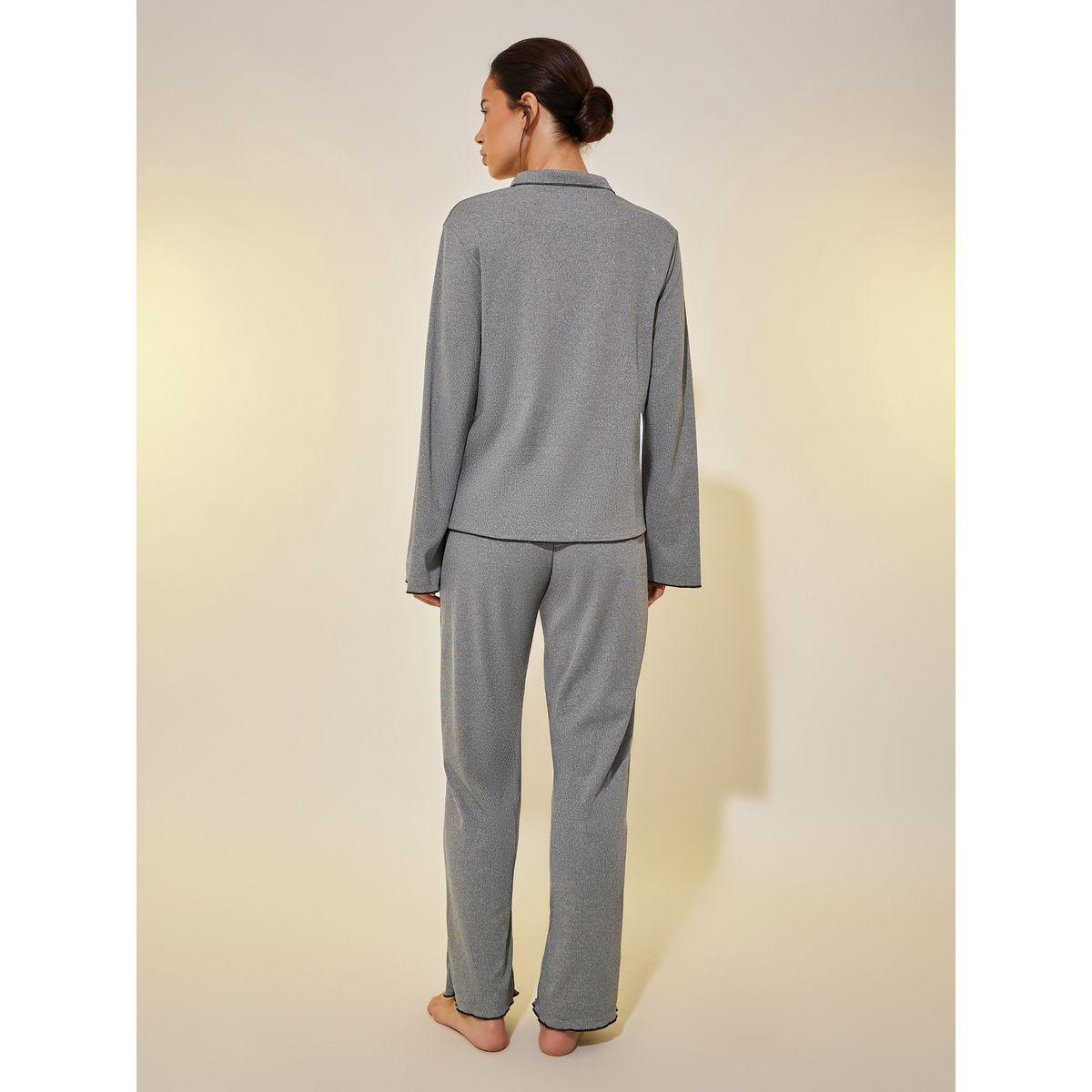 طقم بيجاما من بنطال وبلوزة مضلعة بأكمام طويلة-women-clothing-nightwear-pyjamas-longsets-image-5