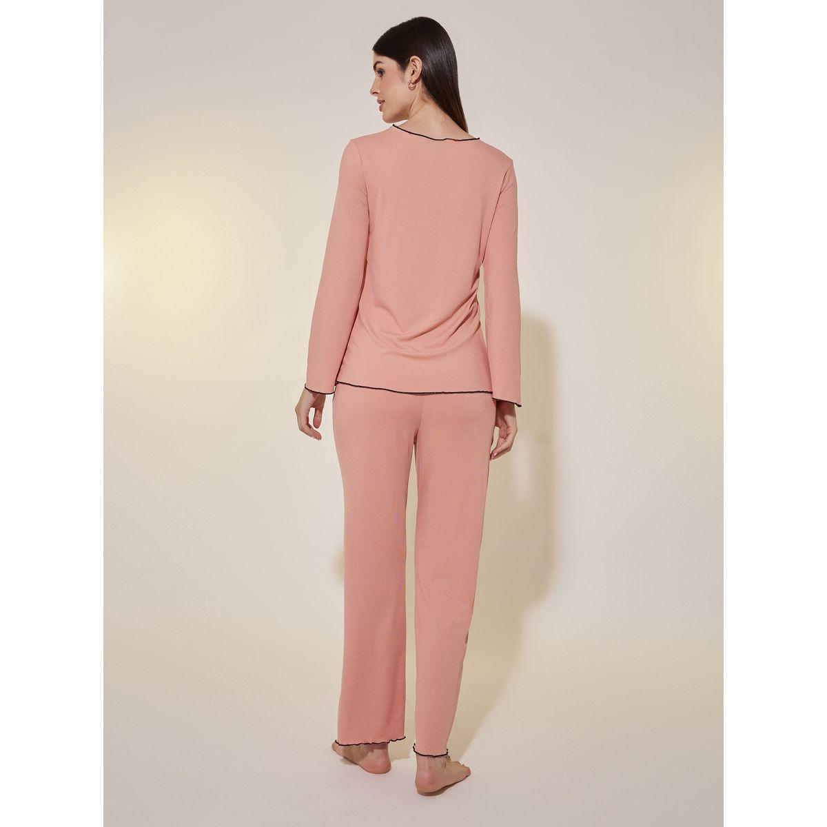 Styli Edge Rib Long Sleeve T-Shirt And Pajama Set-women-clothing-nightwear-pyjamas-longsets-image-5