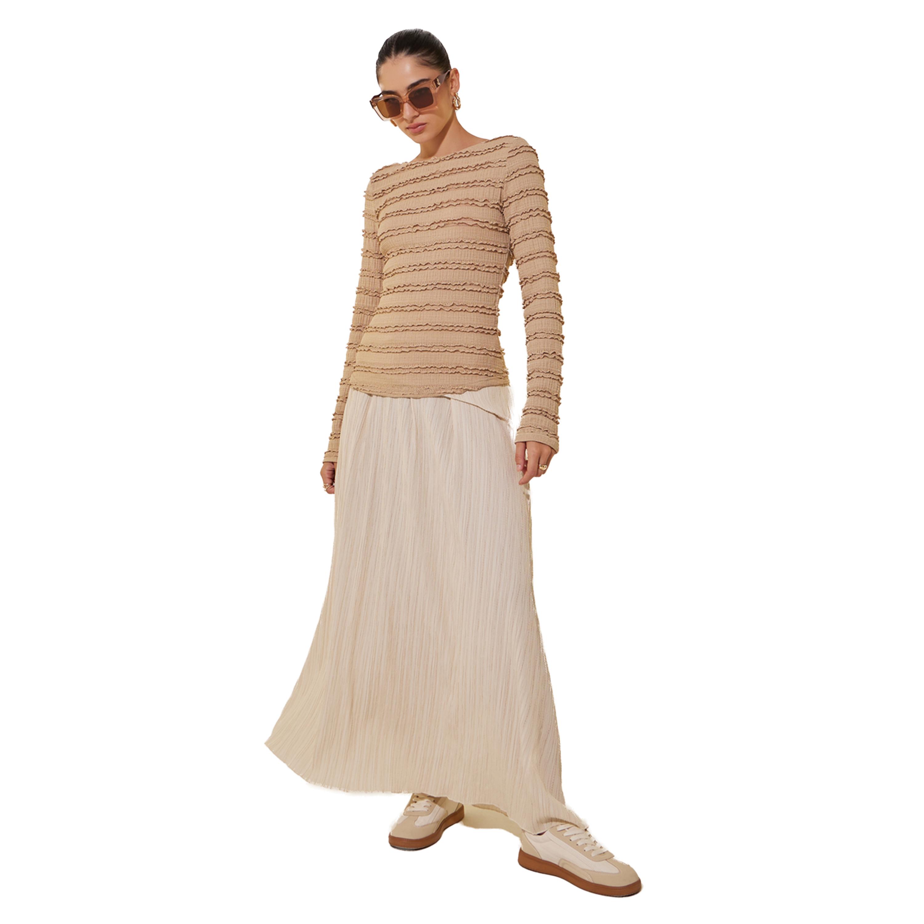 ستايلي -  بلوزة ذات رقبة دائرية وأكمام طويلة-women-clothing-shirtsandblouses-blouses-image-2