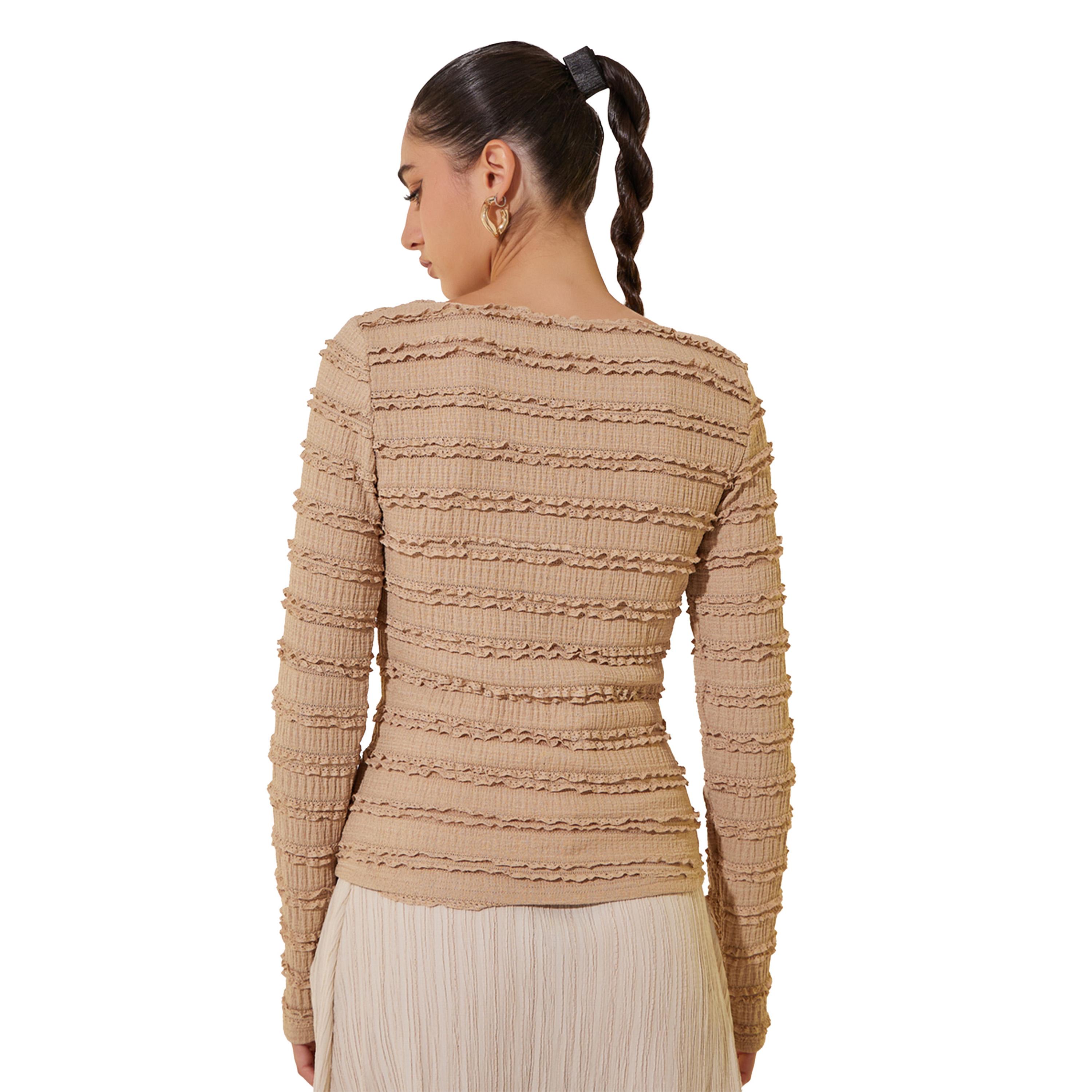ستايلي -  بلوزة ذات رقبة دائرية وأكمام طويلة-women-clothing-shirtsandblouses-blouses-image-5