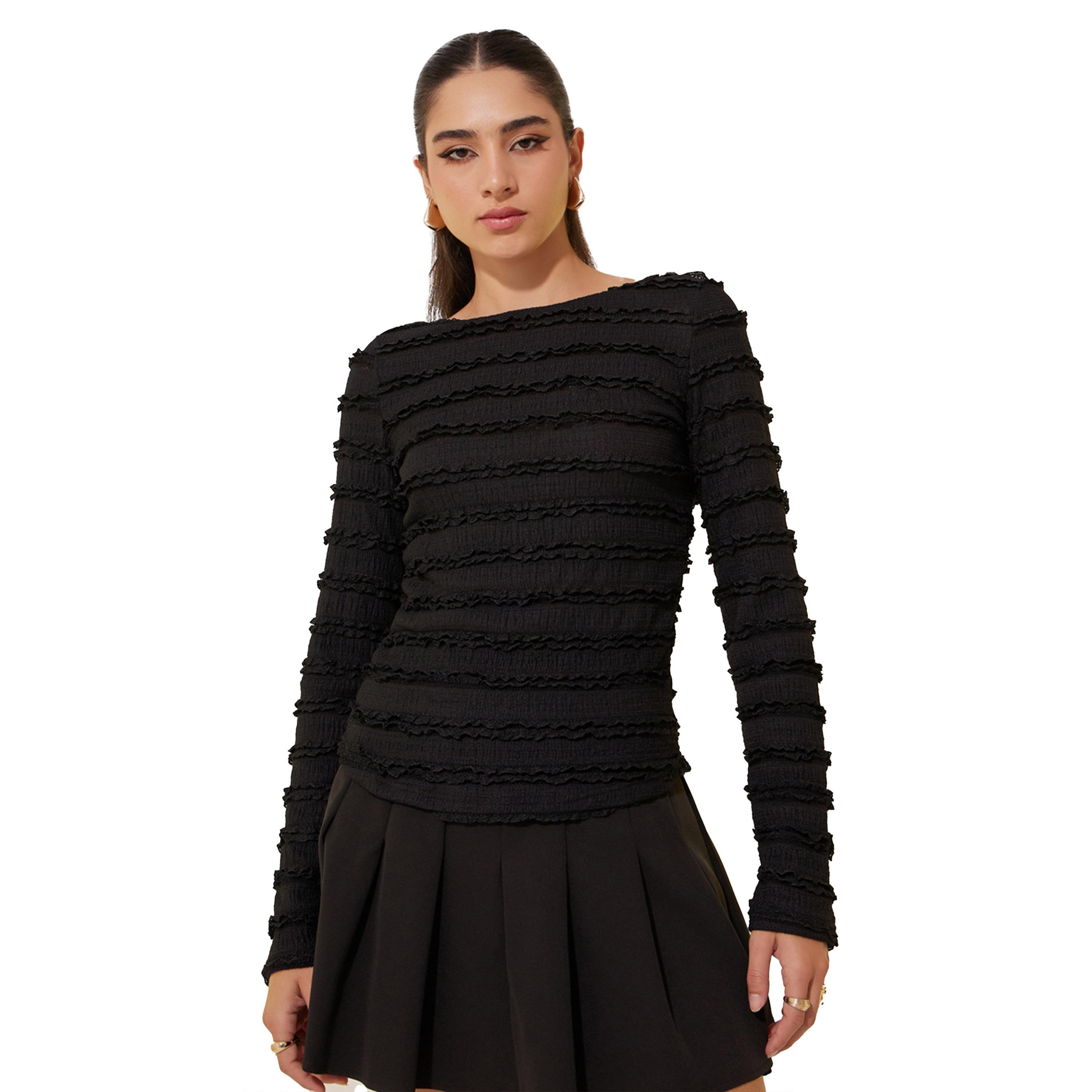 Styli Textured Long Sleeve Round Neck Top-women-clothing-shirtsandblouses-blouses-image-3