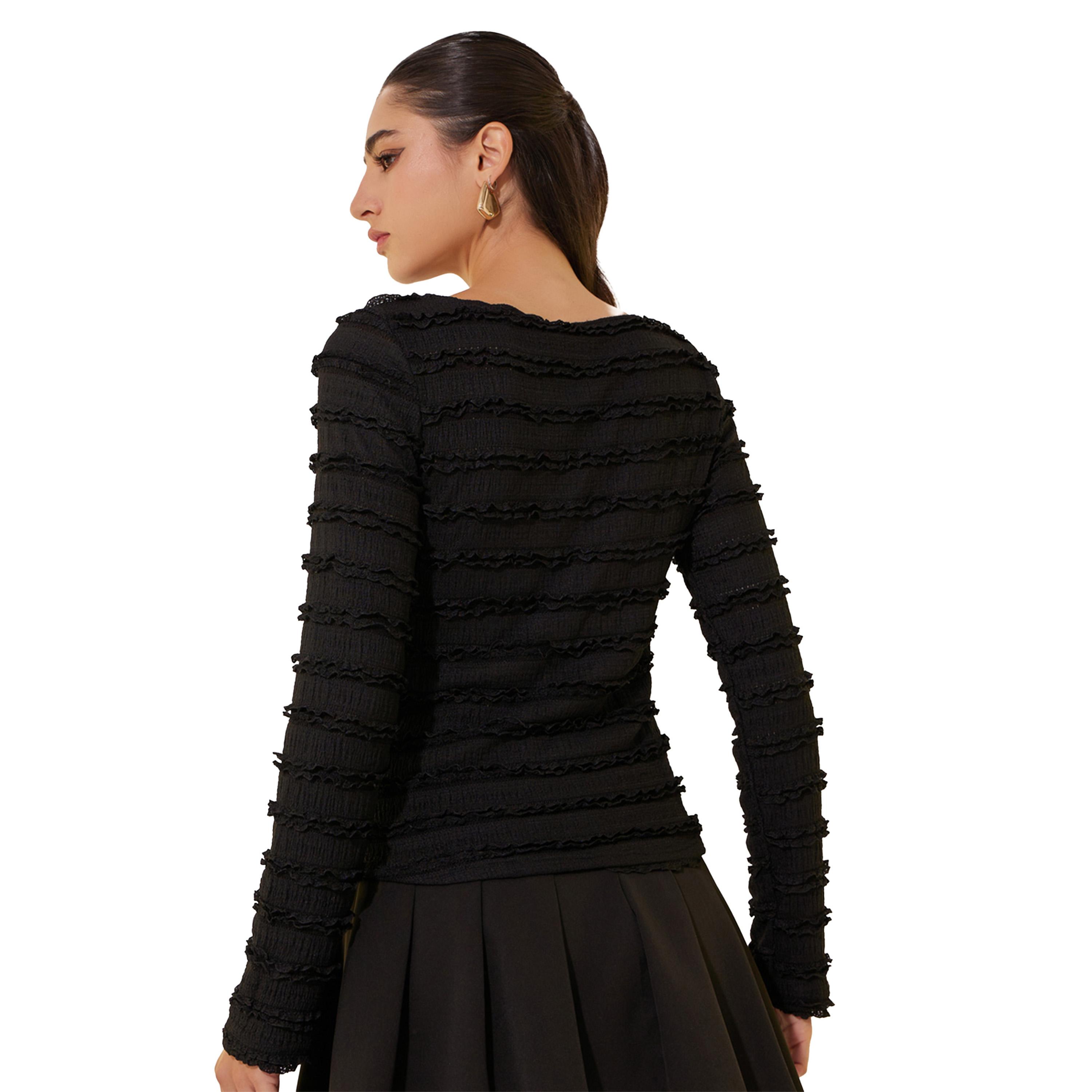 Styli Textured Long Sleeve Round Neck Top-women-clothing-shirtsandblouses-blouses-image-5