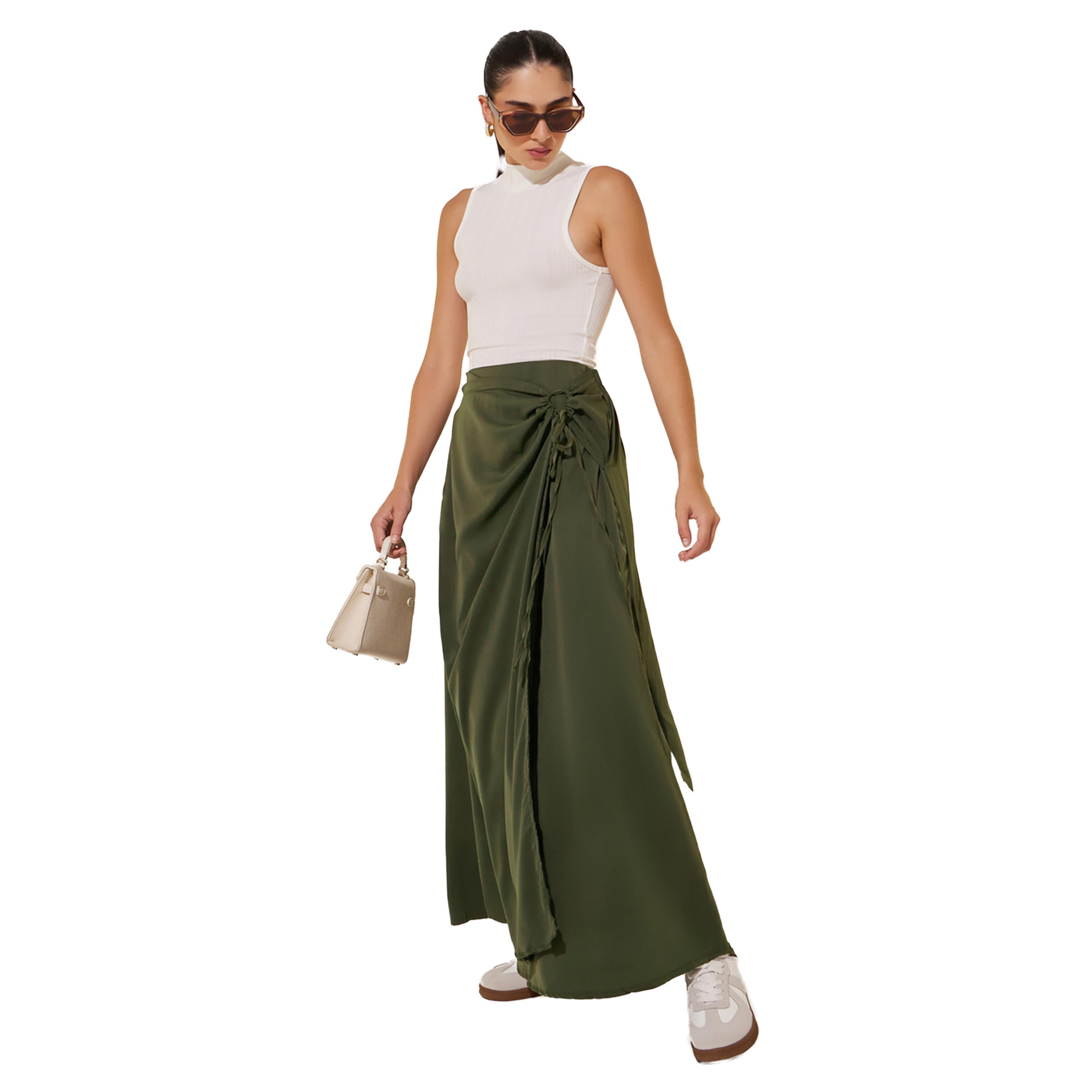 Styli Solid Drawstring Tie Midi Skirt-women-clothing-bottoms-skirts-image-1