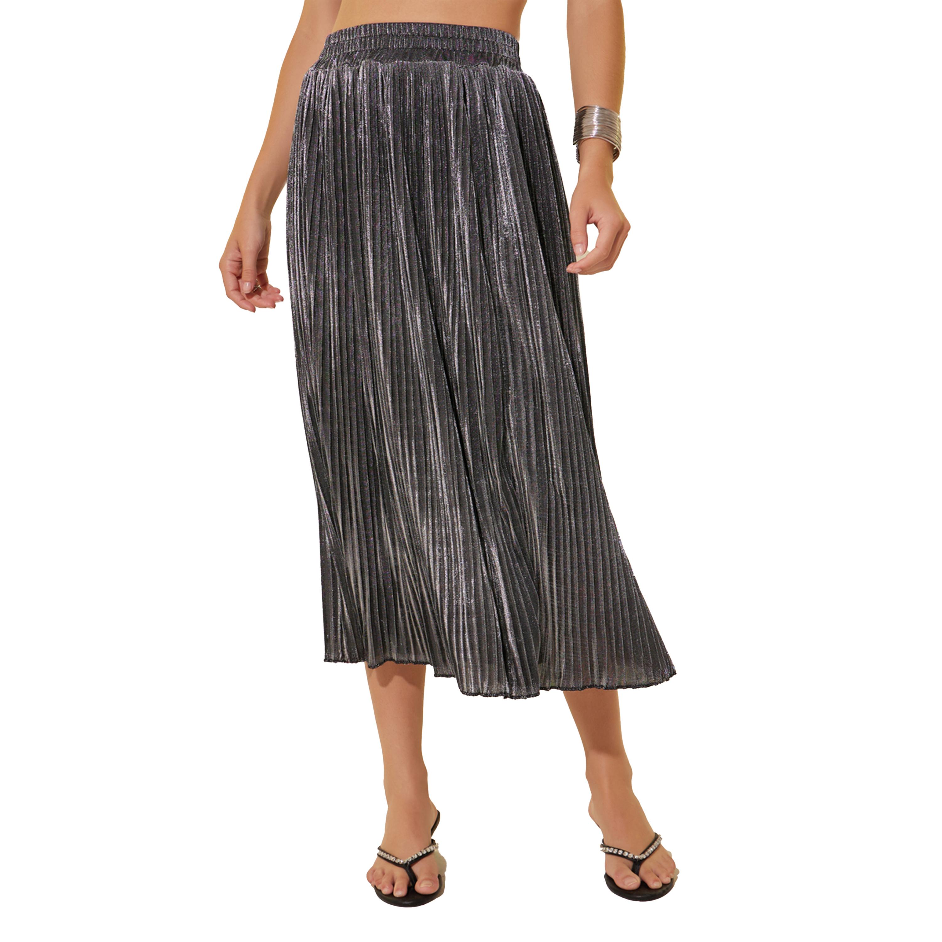 Styli Solid Elasticated Waistband Pleated Maxi Skirt-women-clothing-bottoms-skirts-image-3