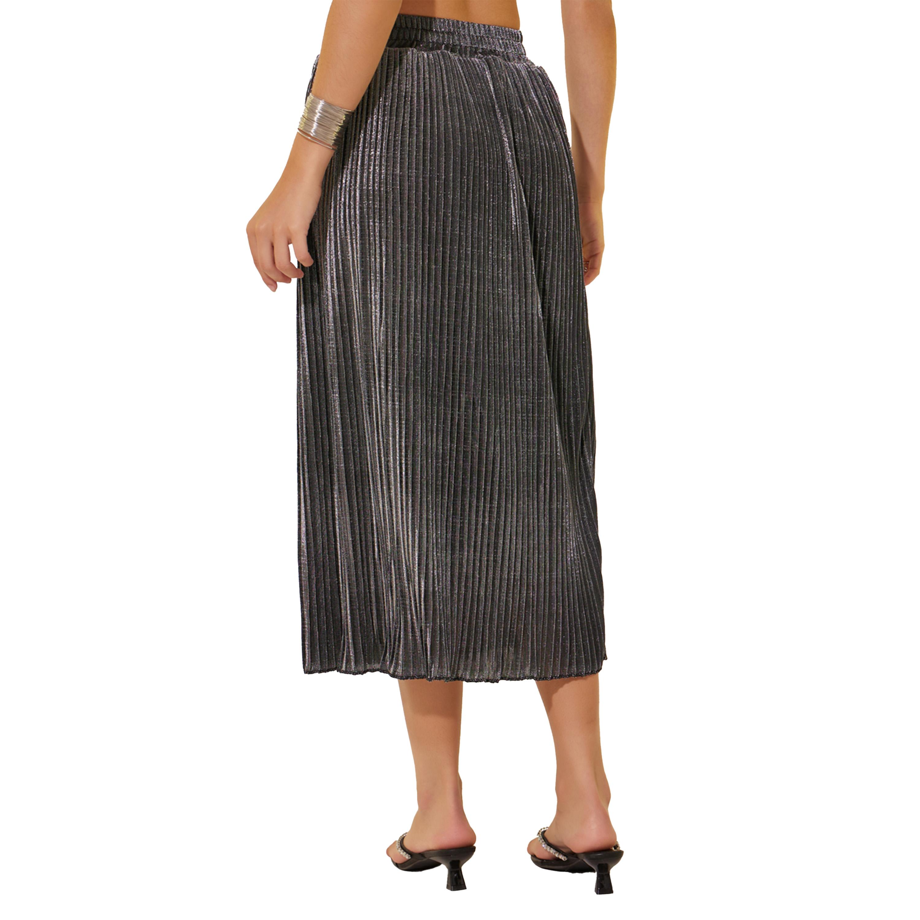 ستايلي -  تنورة ماكسي مطوية بحزام خصر مطاطي-women-clothing-bottoms-skirts-image-5