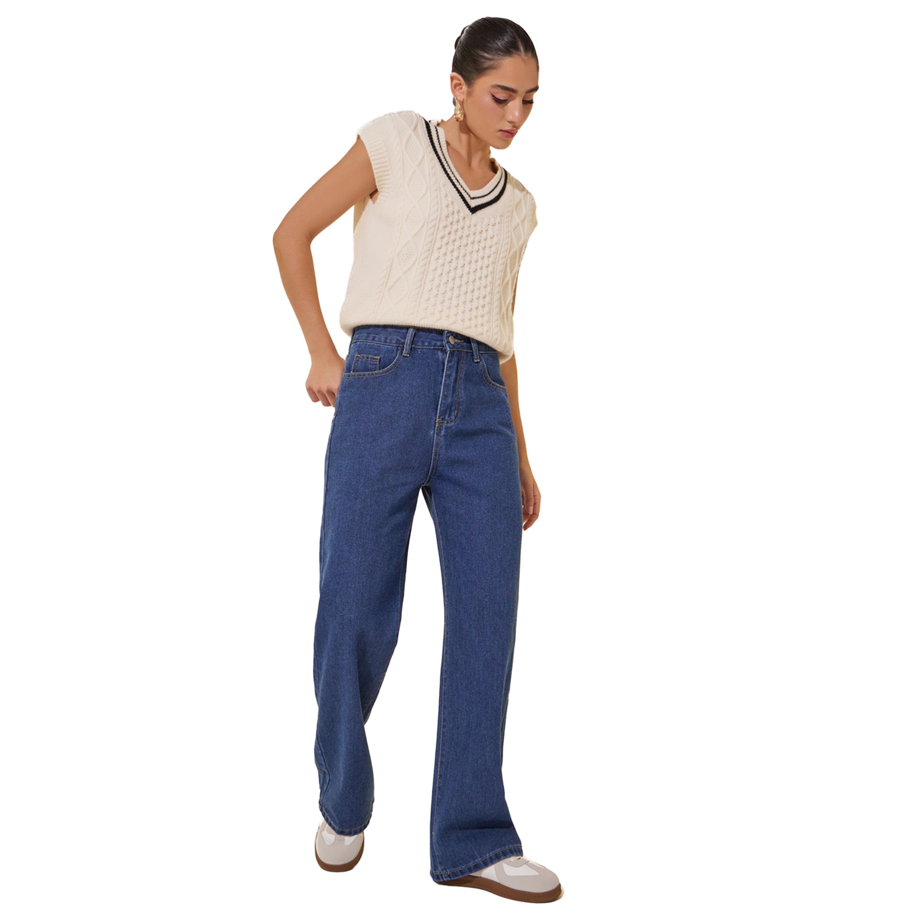 Styli Mid Rise Solid Wide Leg Jeans-women-clothing-bottoms-jeans-image-1