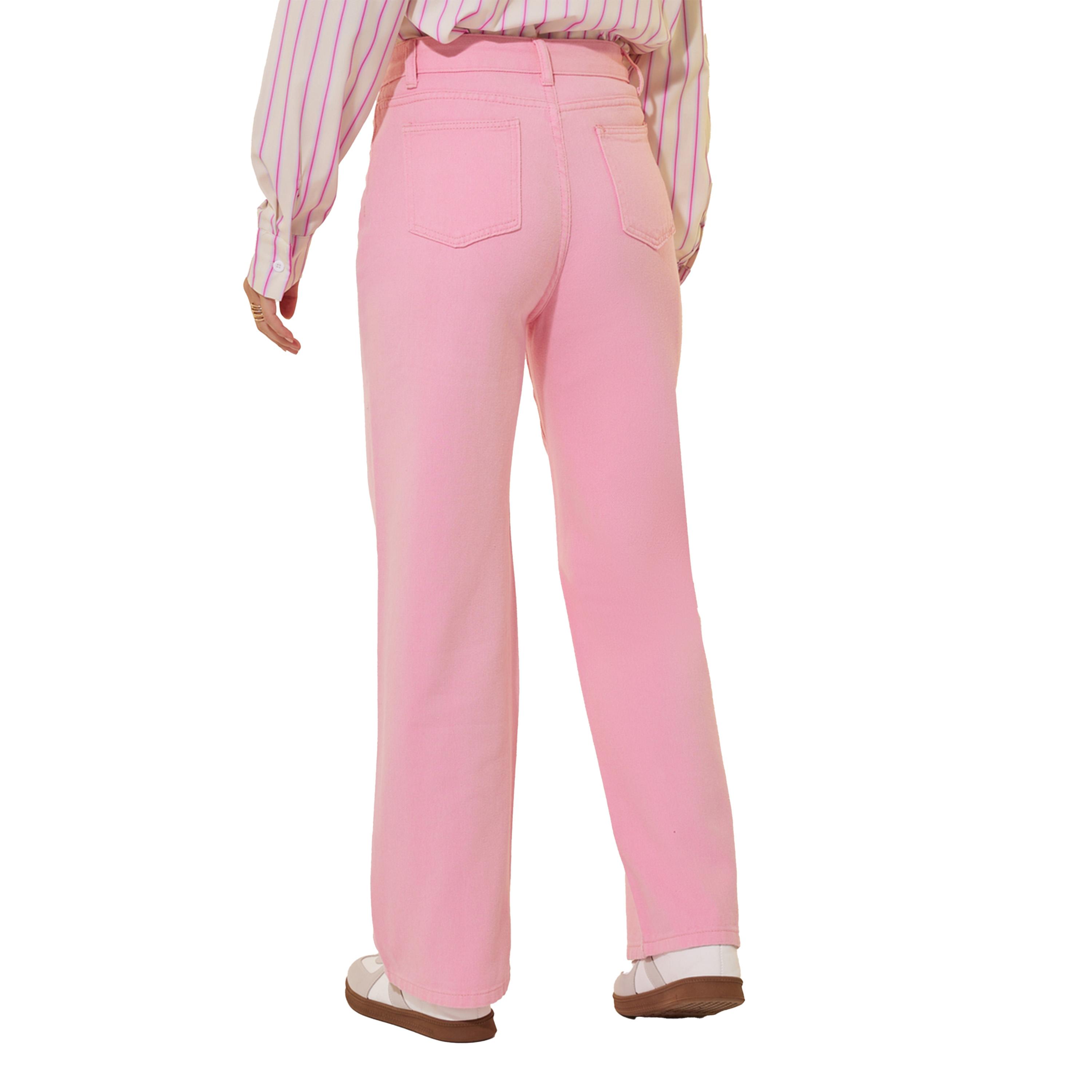 ستايلي - بنطال جينز سادة بخصر متوسط الارتفاع وواسع الساق-women-clothing-bottoms-jeans-image-5