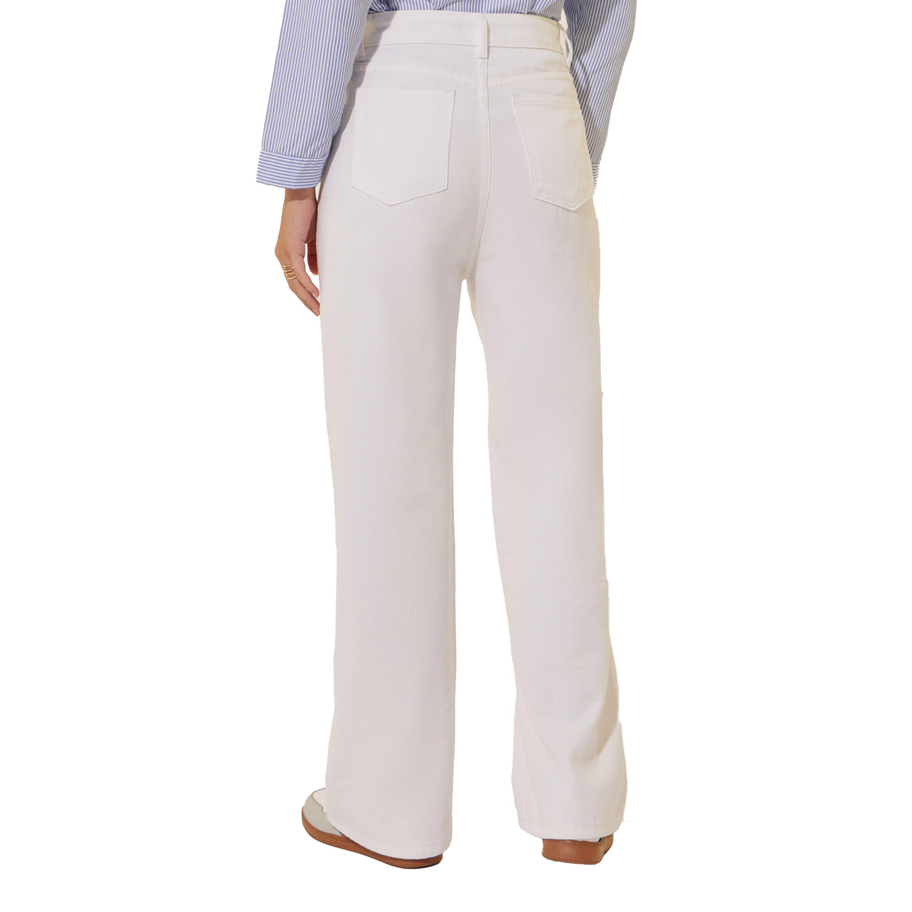 ستايلي - بنطال جينز سادة بخصر متوسط الارتفاع وواسع الساق-women-clothing-bottoms-jeans-image-4
