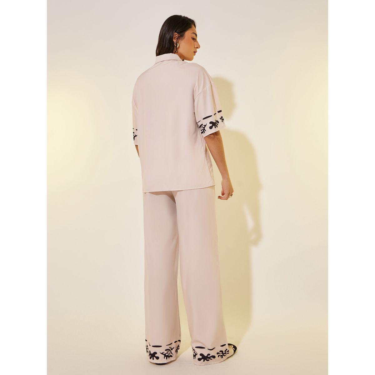Styli Placement Print Short Sleeve Shirt and Pants Co-Ords-women-clothing-coordsets-image-5