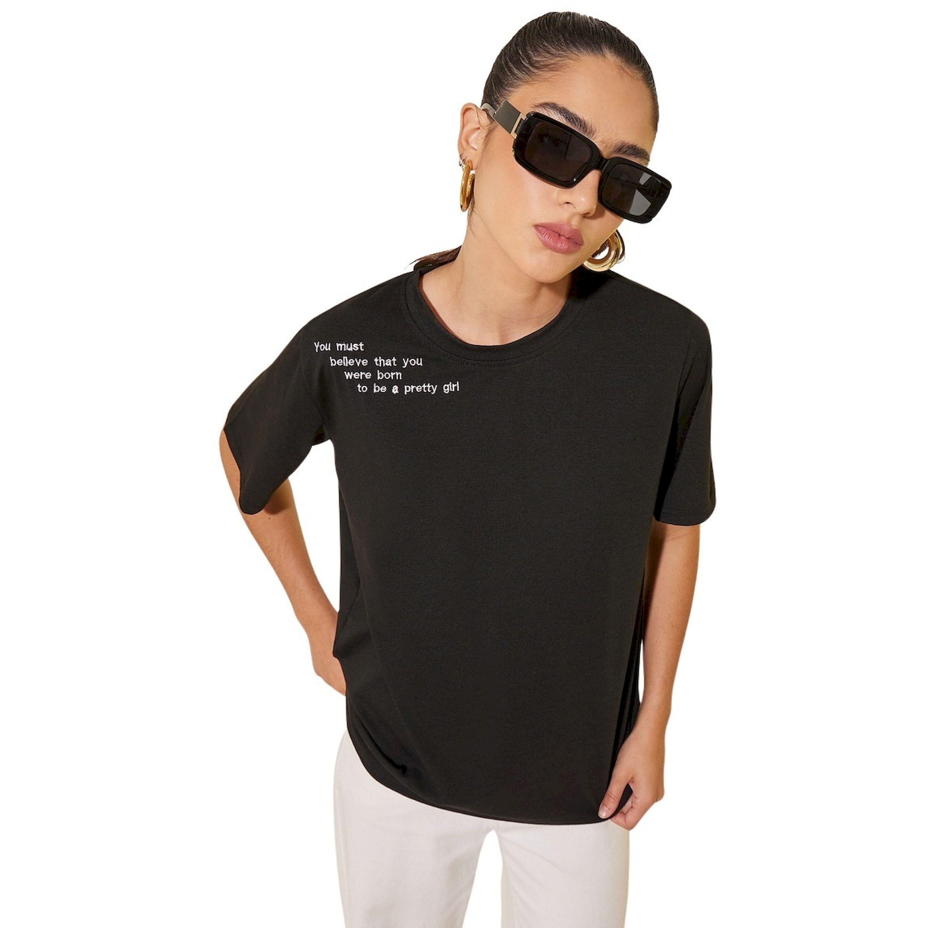 ستايلي - تي شيرت مطرز برقبة دائرية وأكمام قصيرة-women-clothing-tshirts-image-1