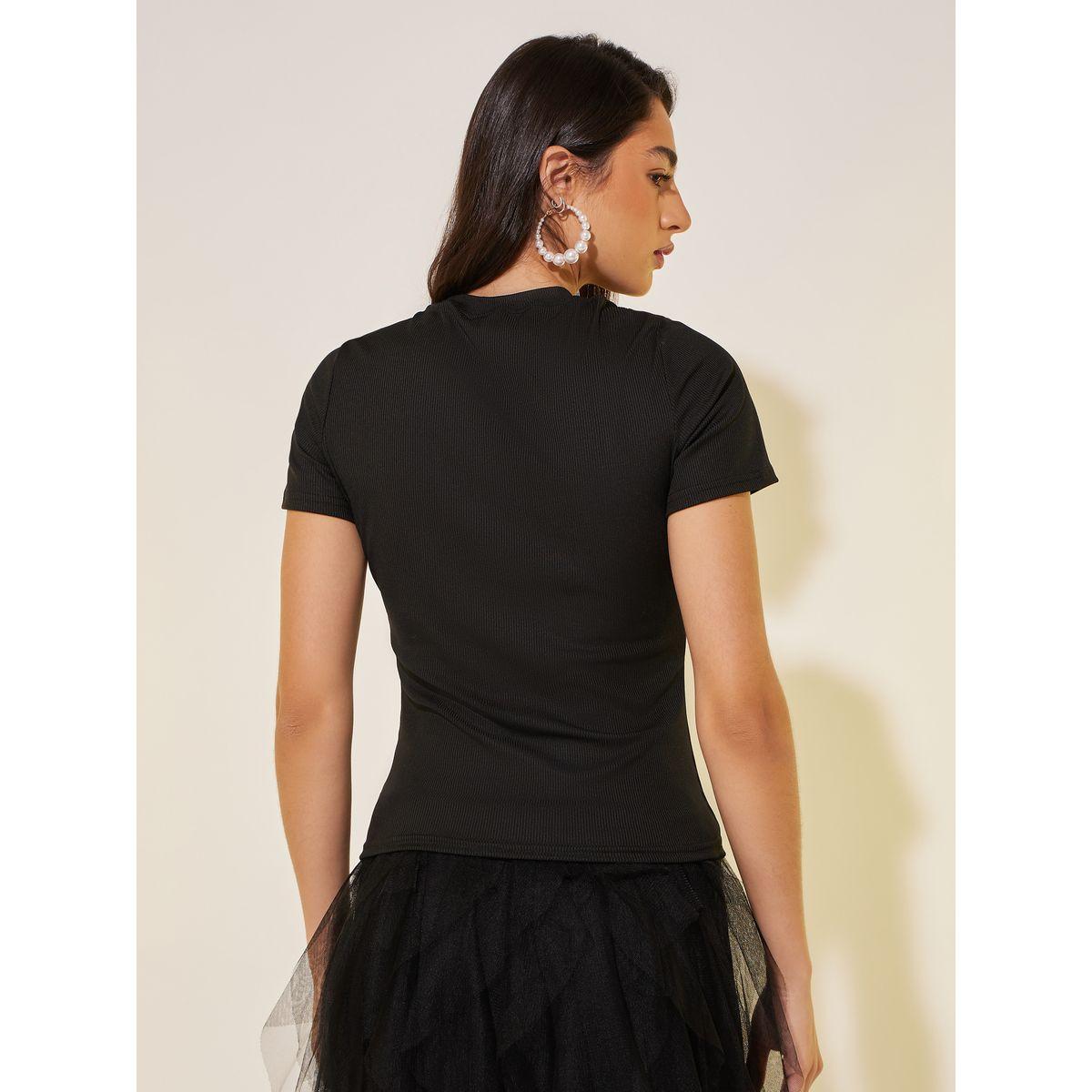 تيشيرت بقصة عادية وتفاصيل لؤلؤ صناعي-women-clothing-tshirts-image-5