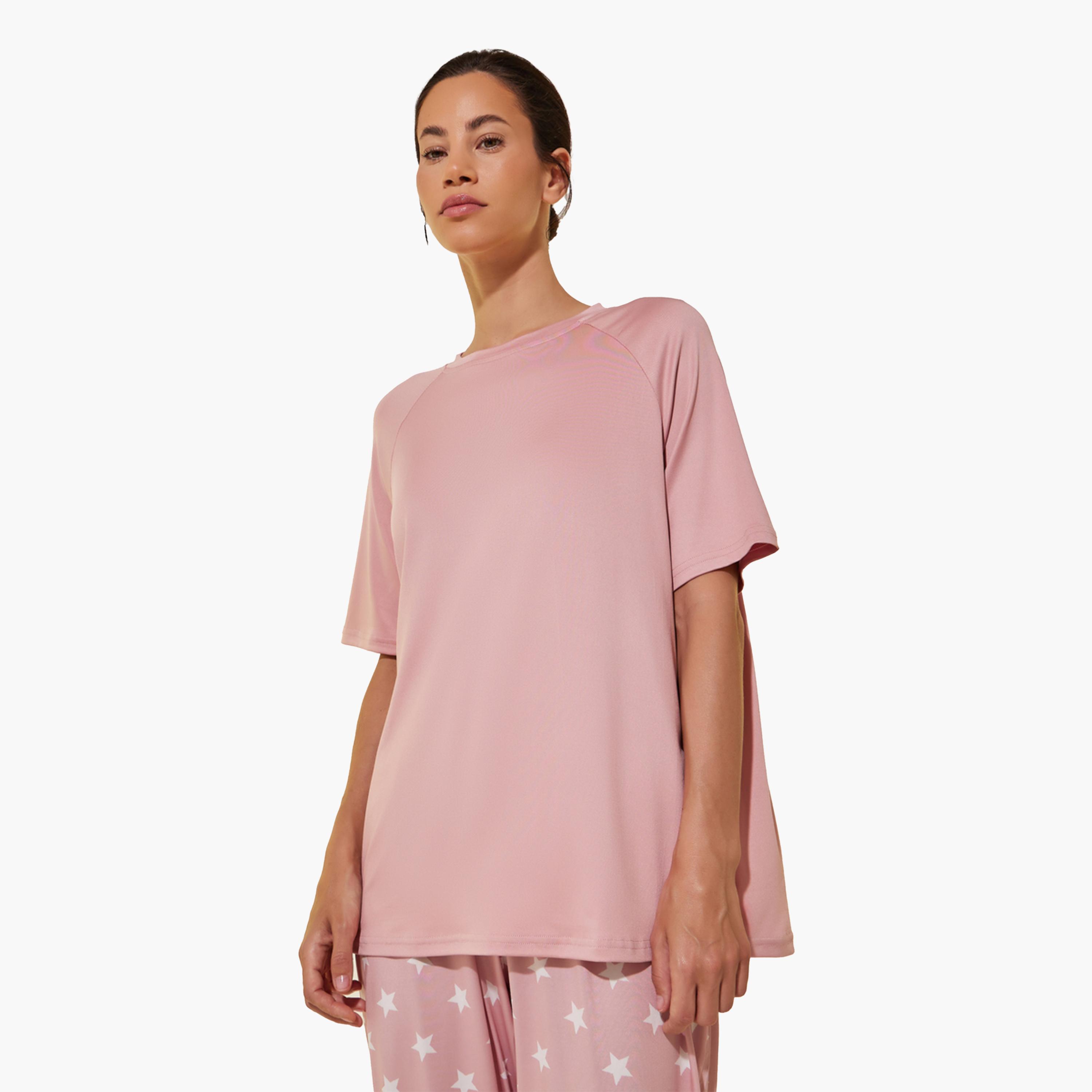 Styli Round Neck Short Sleeve T-Shirt and Joggers Set-women-clothing-nightwear-pyjamas-longsets-image-2
