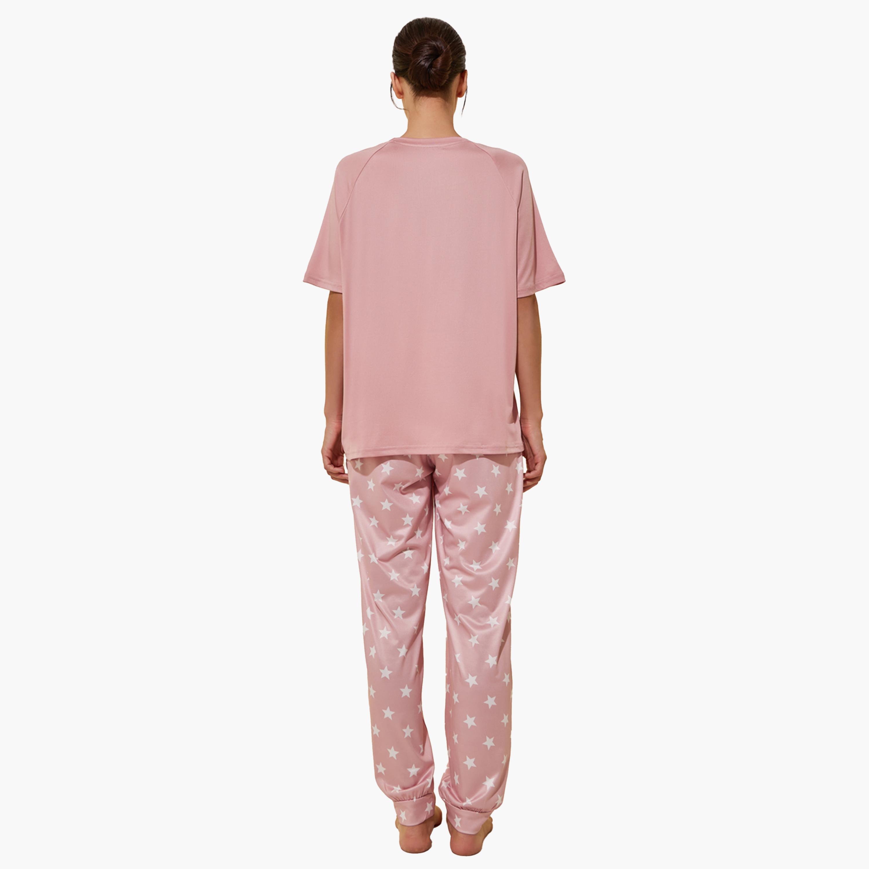 Styli Round Neck Short Sleeve T-Shirt and Joggers Set-women-clothing-nightwear-pyjamas-longsets-image-5
