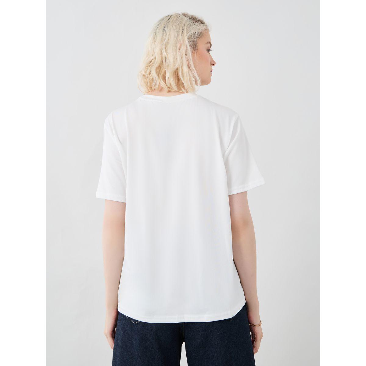 تيشيرت بياقة دائرية وطبعة كتابة-women-clothing-tshirts-image-4
