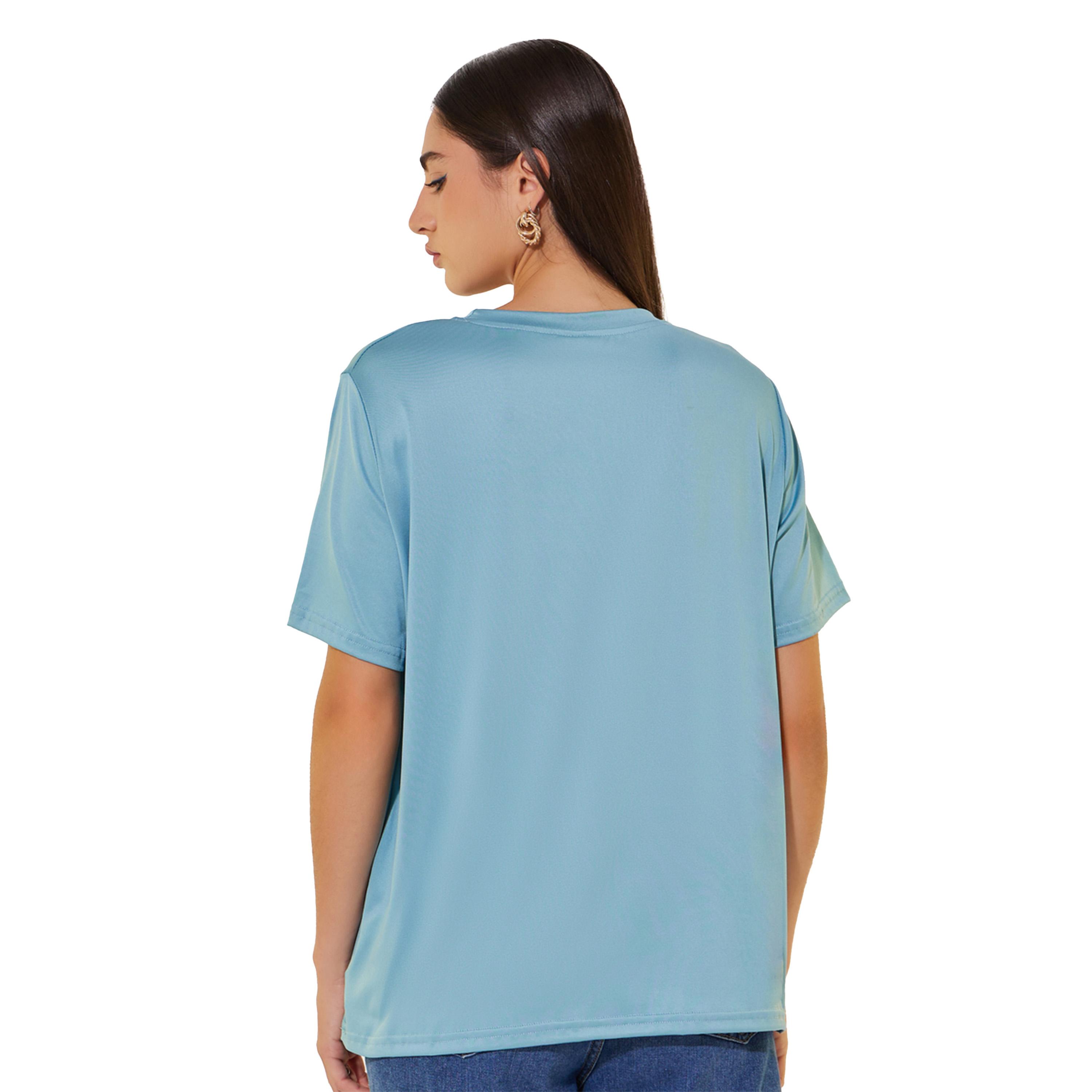 ستايلي -  تي شيرت مقاس كبيربرقبة دائرية وطبعة شعار-women-clothing-tshirts-image-5