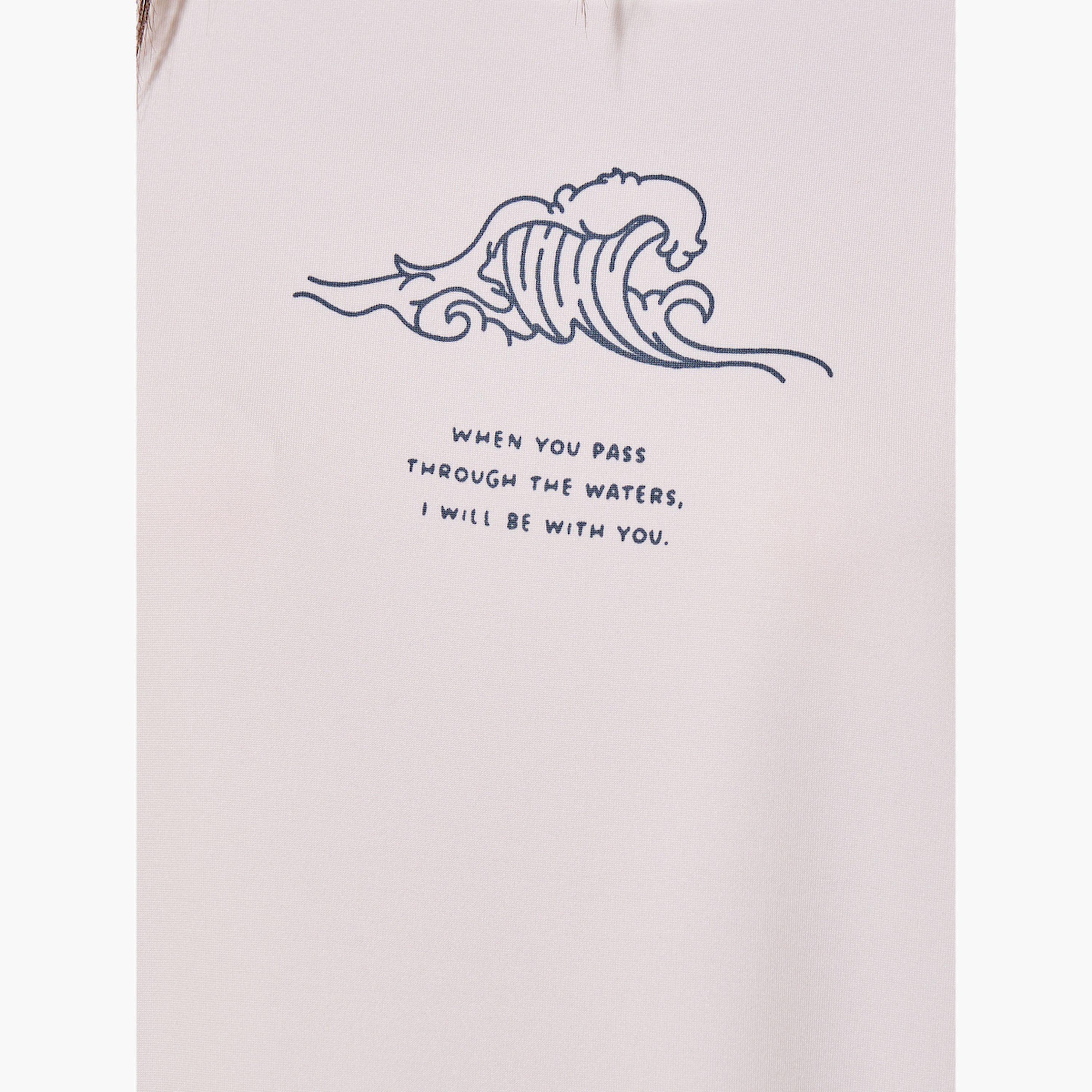 ستايلي -  تي شيرت نسائي أبيض بقصة عادية وياقة مستديرة وطبعة شعار-women-clothing-tshirts-image-4