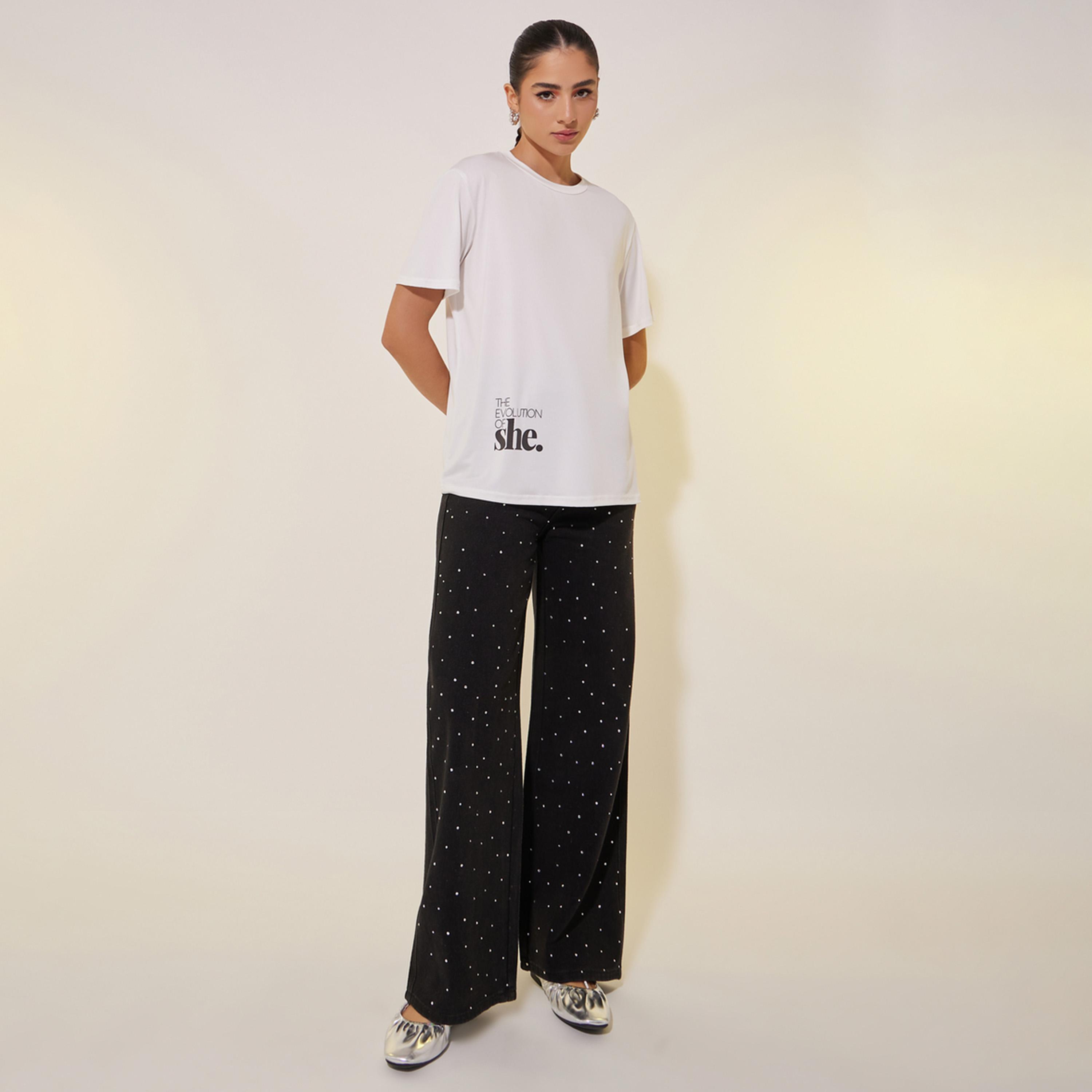Styli Slogan Print Round Neck T-Shirt-women-clothing-tshirts-image-2
