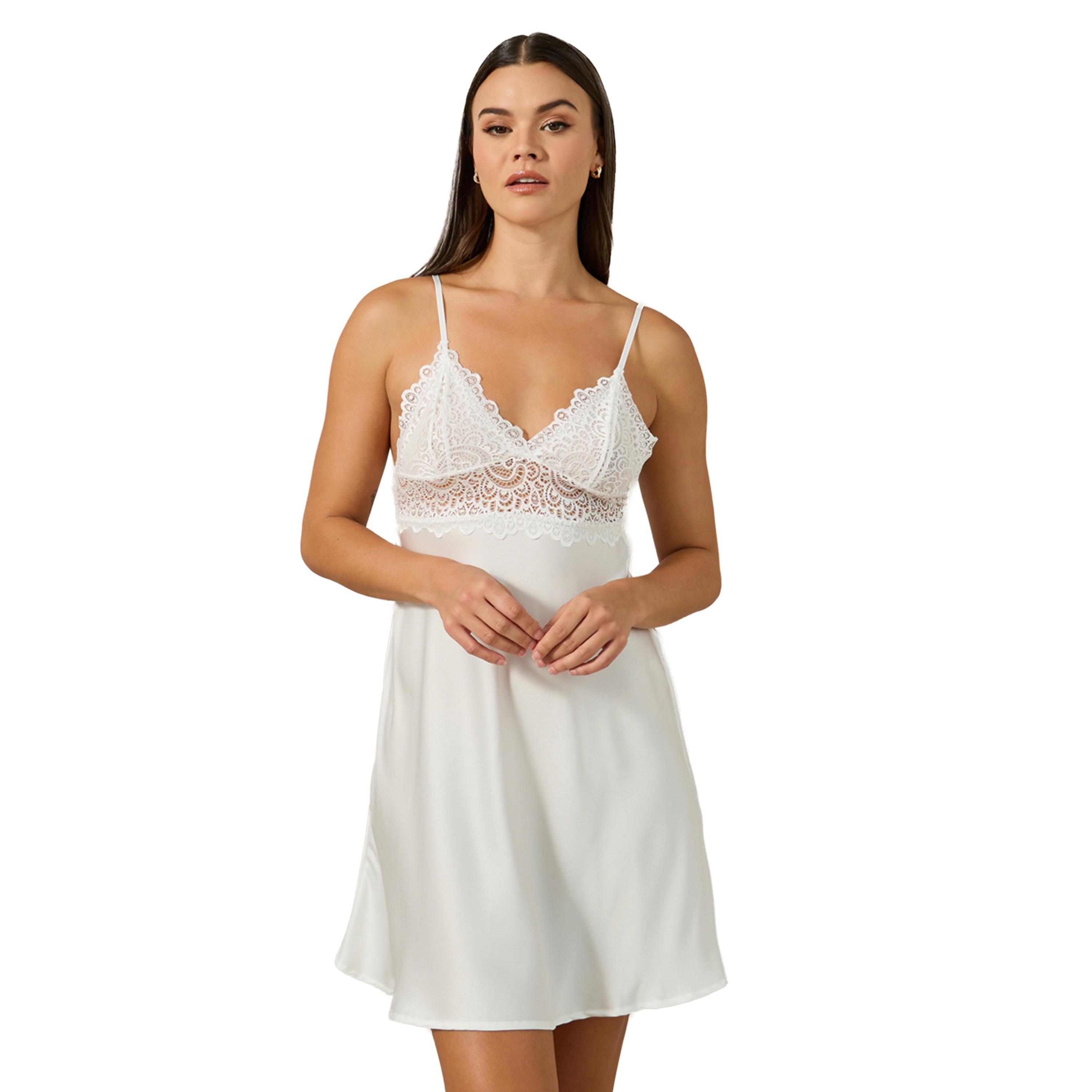 ستايلي - بيبي دول ساتان بصدر من الدانتيل-women-clothing-lingerie-babydollsandbodysuits-image-1