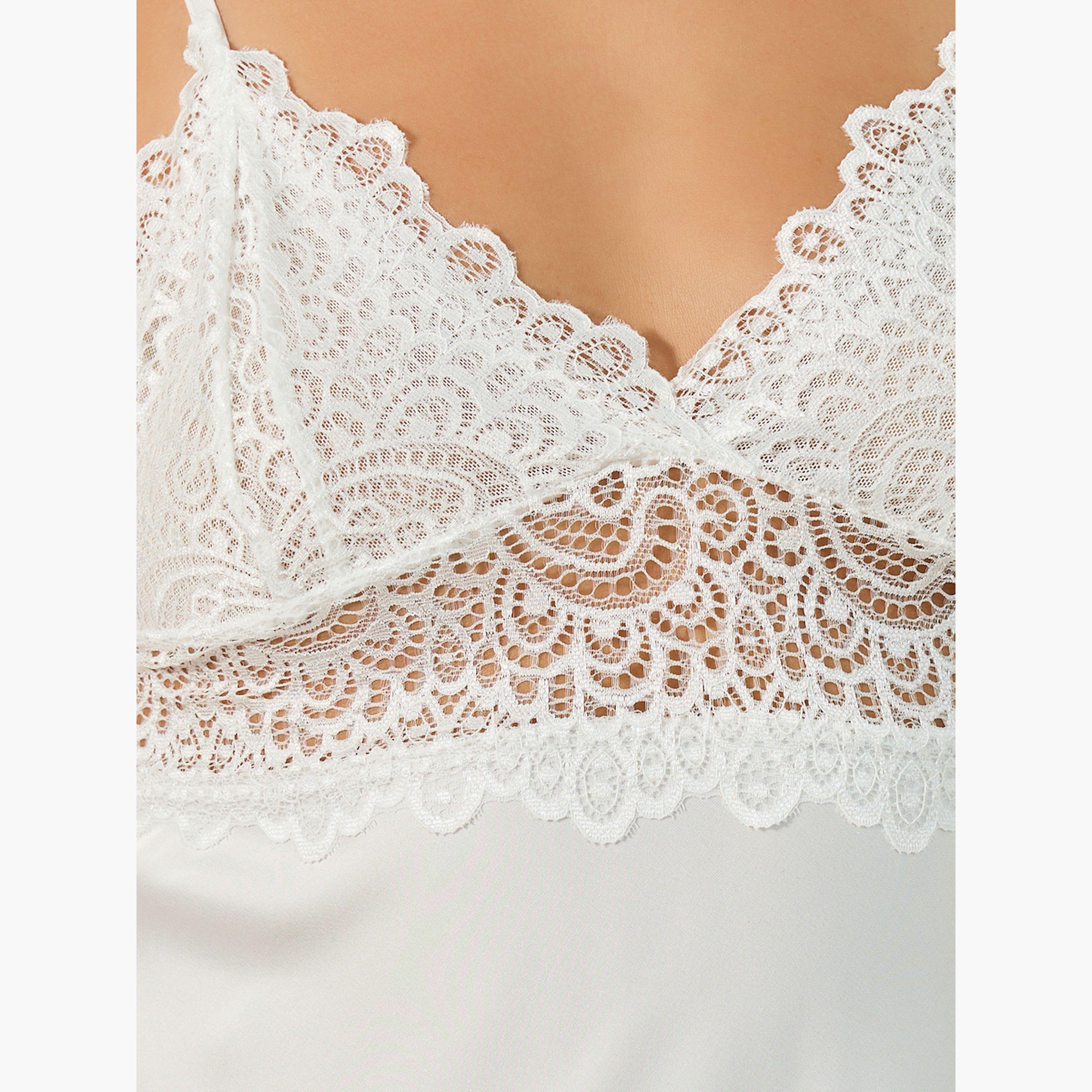 ستايلي - بيبي دول ساتان بصدر من الدانتيل-women-clothing-lingerie-babydollsandbodysuits-image-2