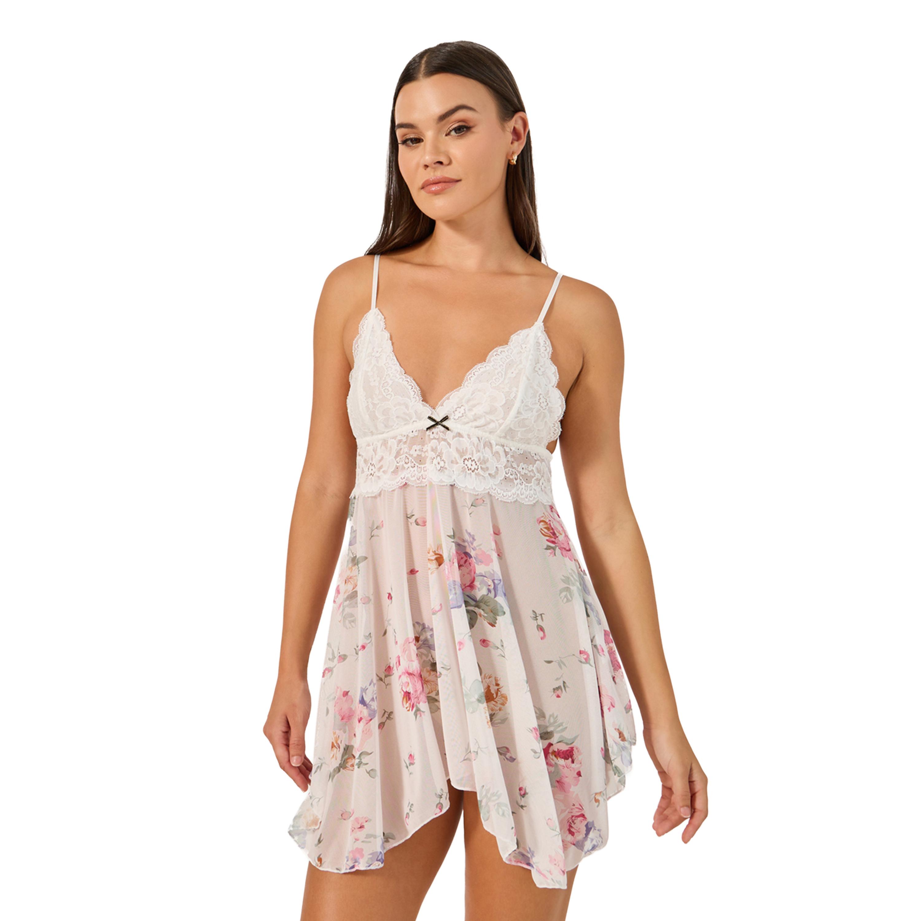 ستايلي - بيبي دول دانتيل مزين بالزهور-women-clothing-lingerie-babydollsandbodysuits-image-1