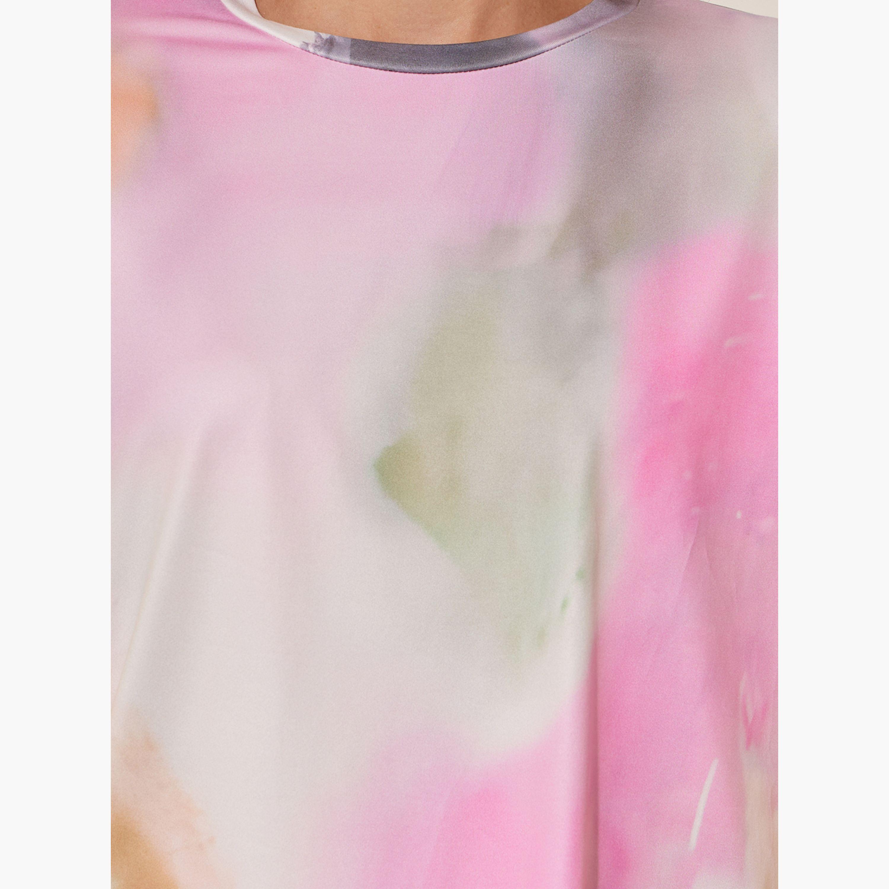 Styli Tie and Dye Print Dropped Shoulder T-Shirt and Pants Co-Ords-women-clothing-coordsets-image-4