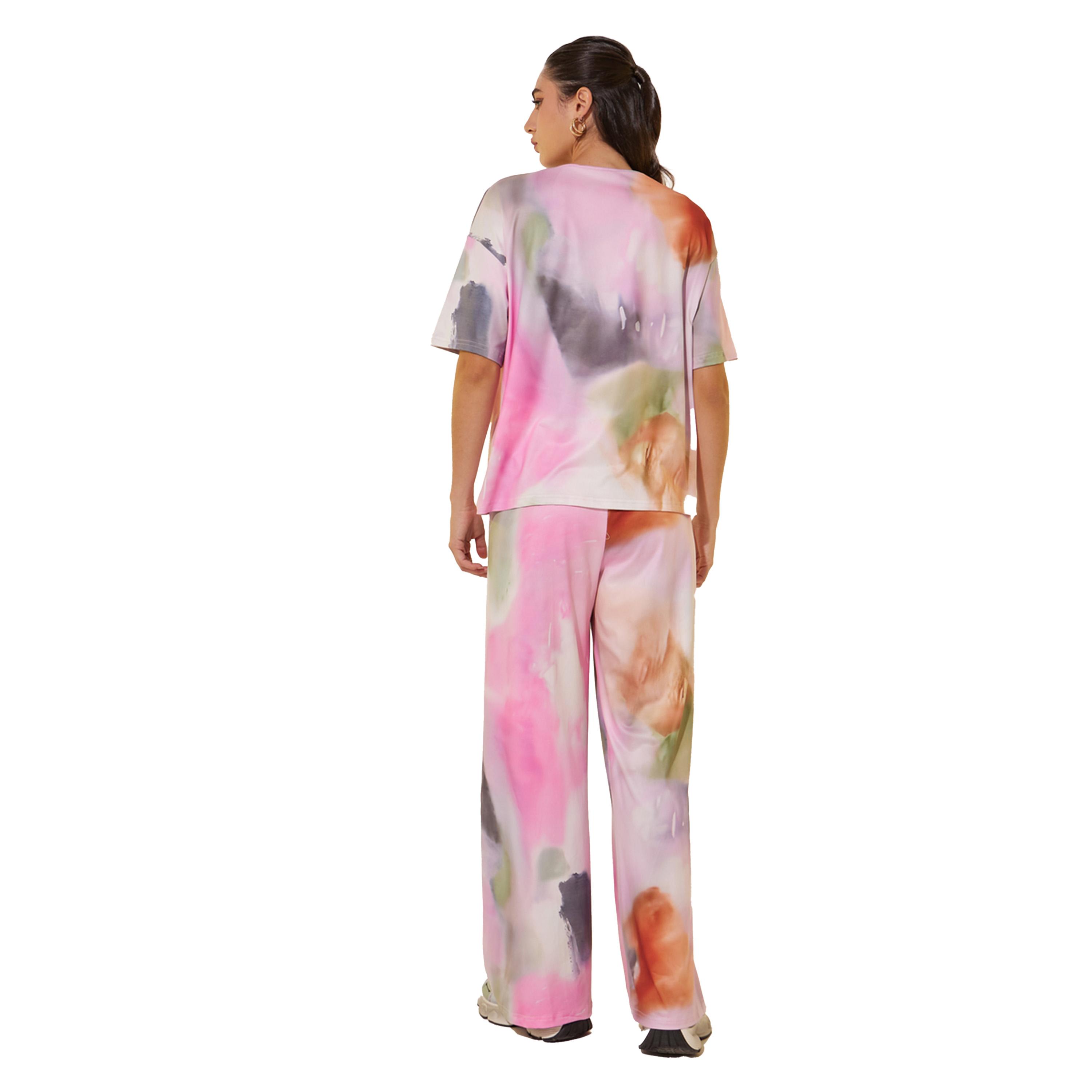 Styli Tie and Dye Print Dropped Shoulder T-Shirt and Pants Co-Ords-women-clothing-coordsets-image-6