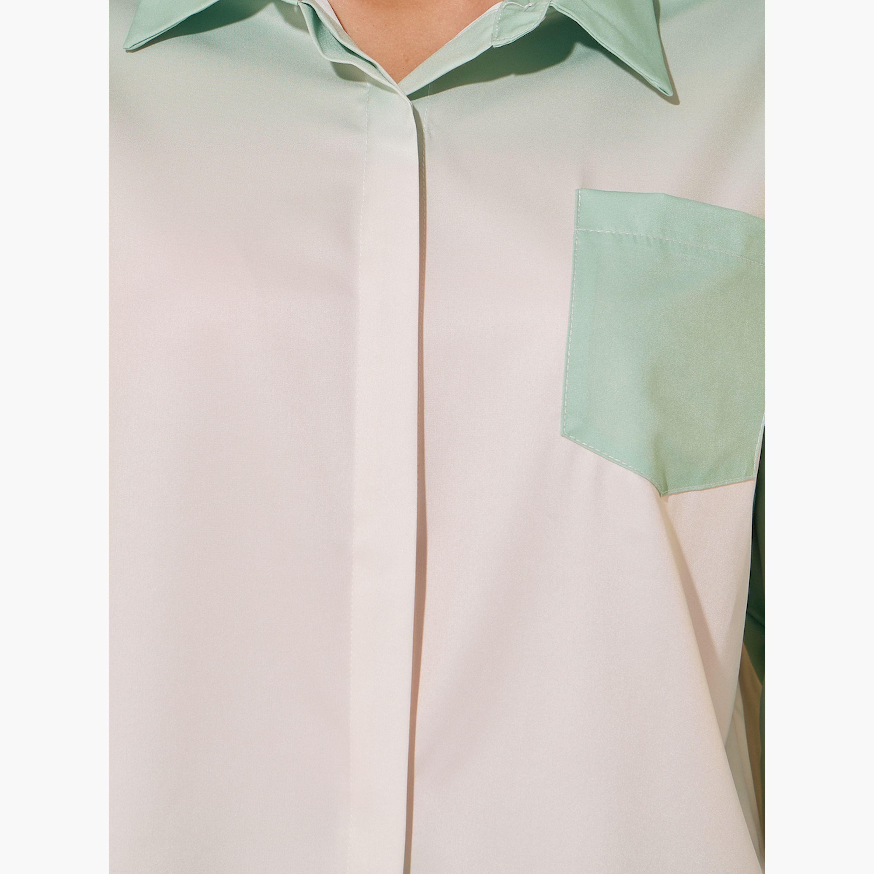 Styli Long Sleeve Collared Ombre Shirt and Trousers Set-women-clothing-coordsets-image-4