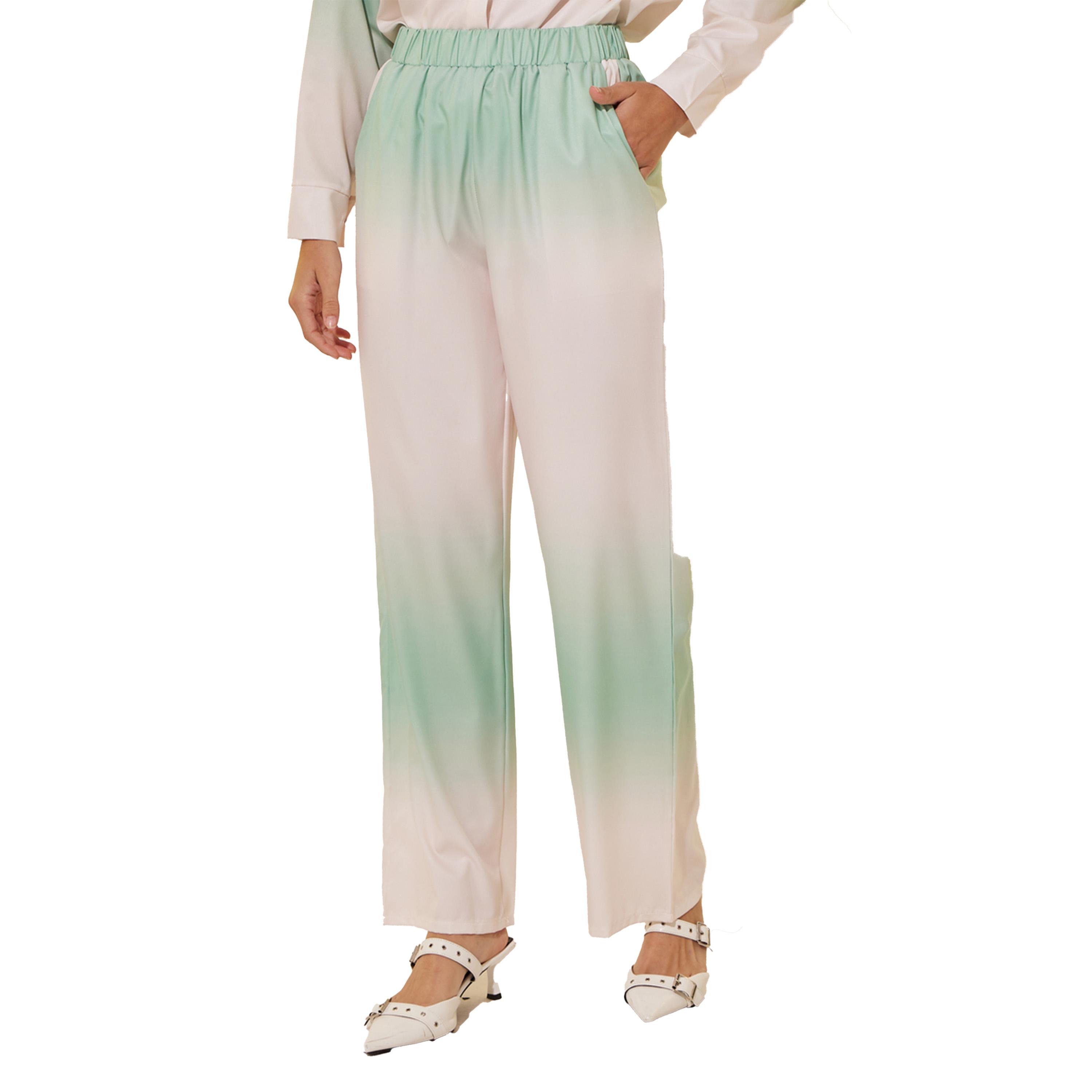 ستايلي - طقم قميص أومبري بأكمام طويلة وياقة مع بنطال-women-clothing-coordsets-image-5