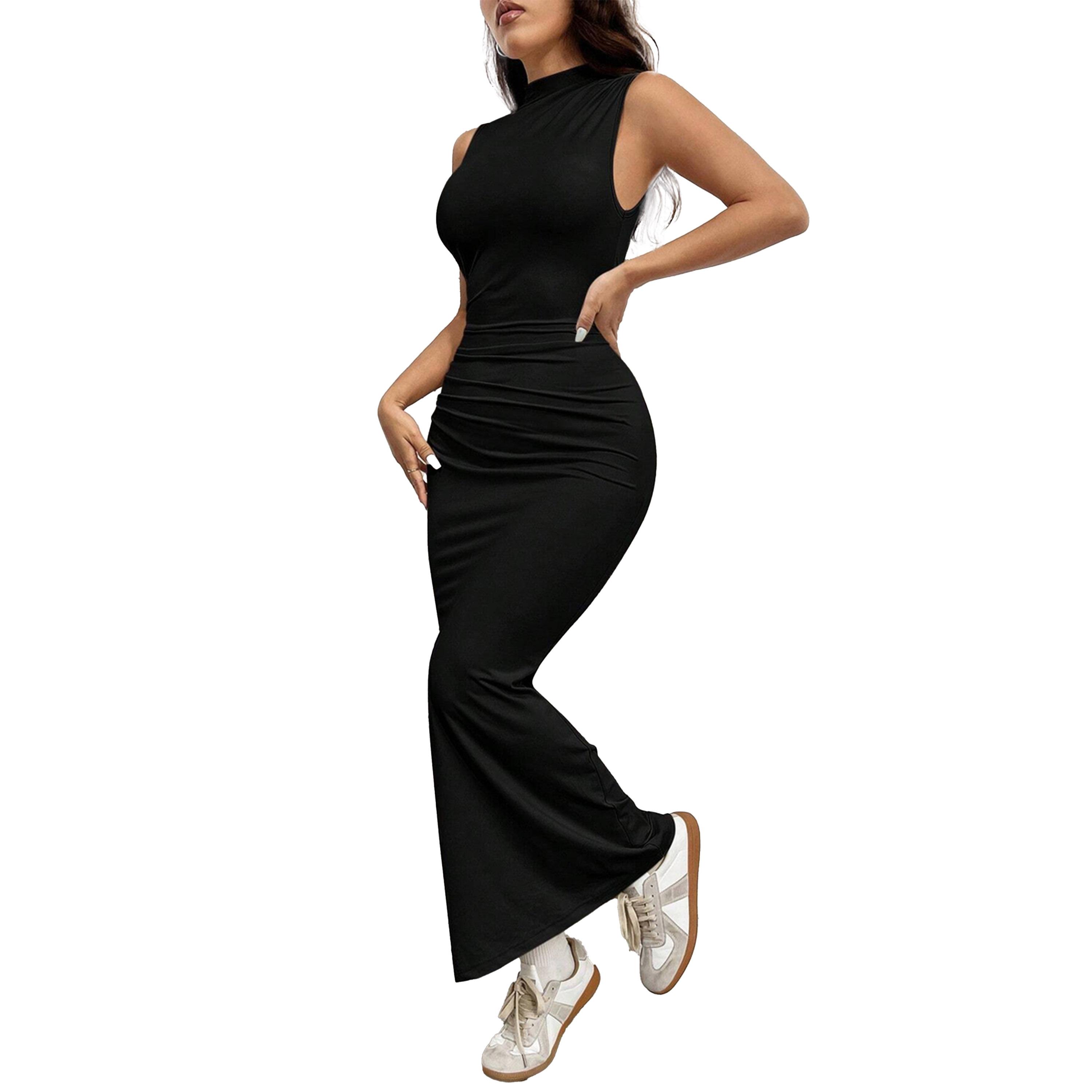 ستايلي - فستان ماكسي أنيق بدون أكمام بقصة ضيقة-women-clothing-dresses-image-3