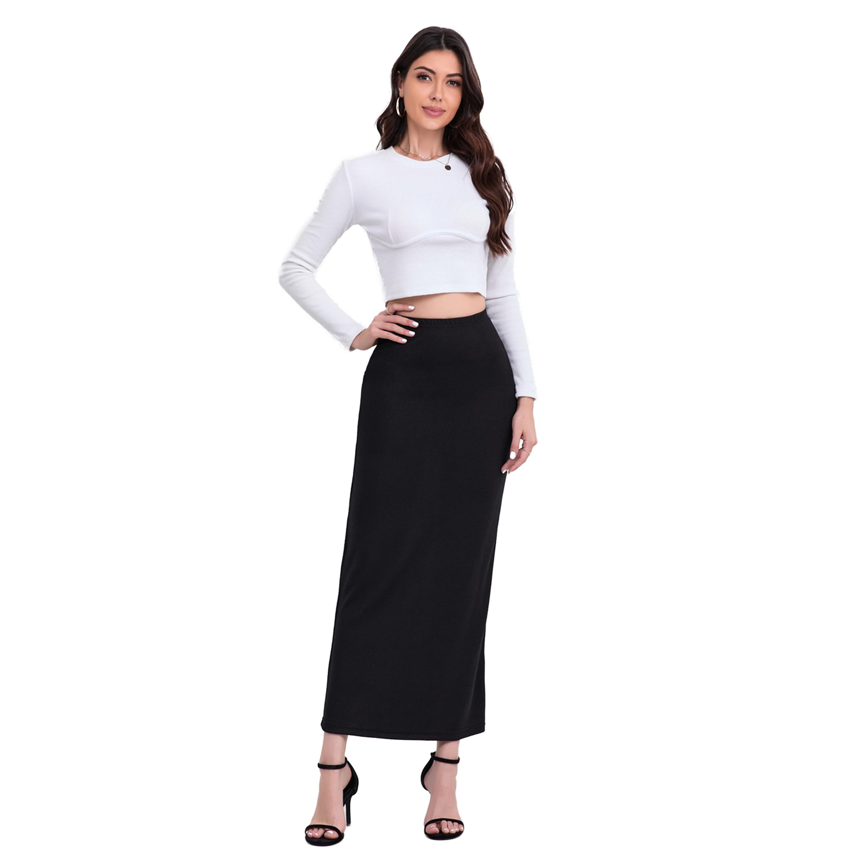 Styli Solid Bodycon High Rise Maxi Skirt-women-clothing-bottoms-skirts-image-1