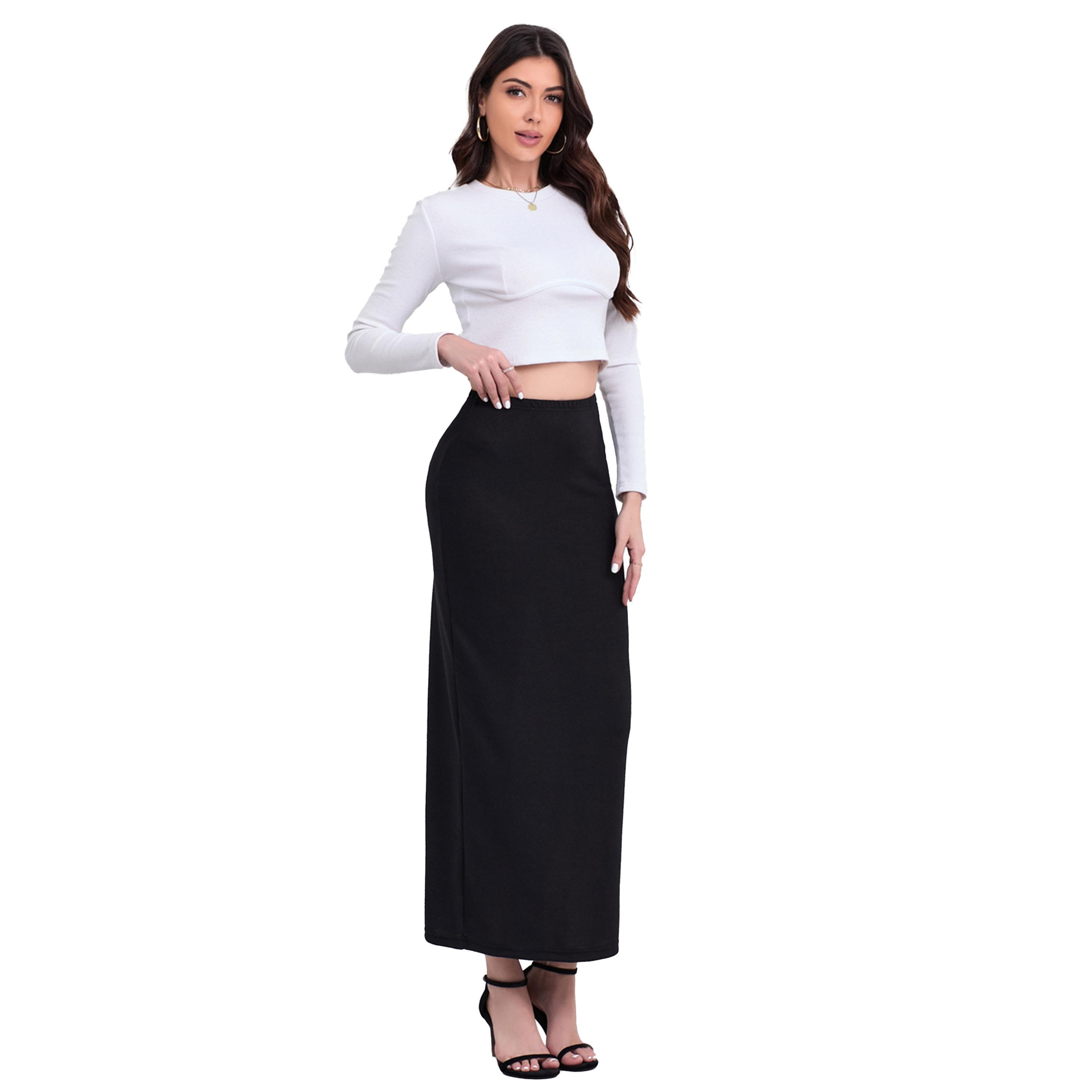 ستايلي -  تنورة ماكسي سادة ضيقة عالية الخصر-women-clothing-bottoms-skirts-image-3